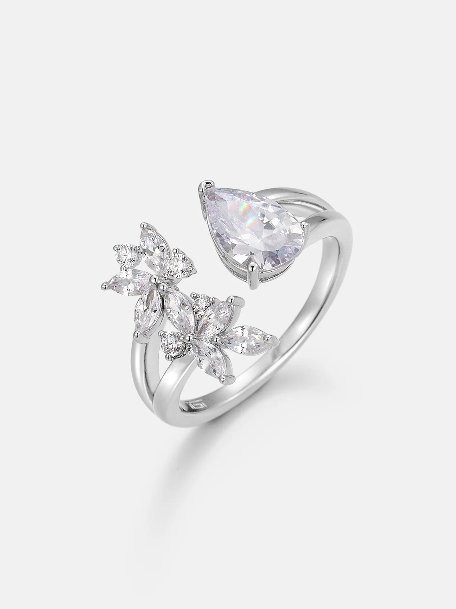 1.5CT Pear & Butterfly-Shape Moissanite Open Ring - Image 3