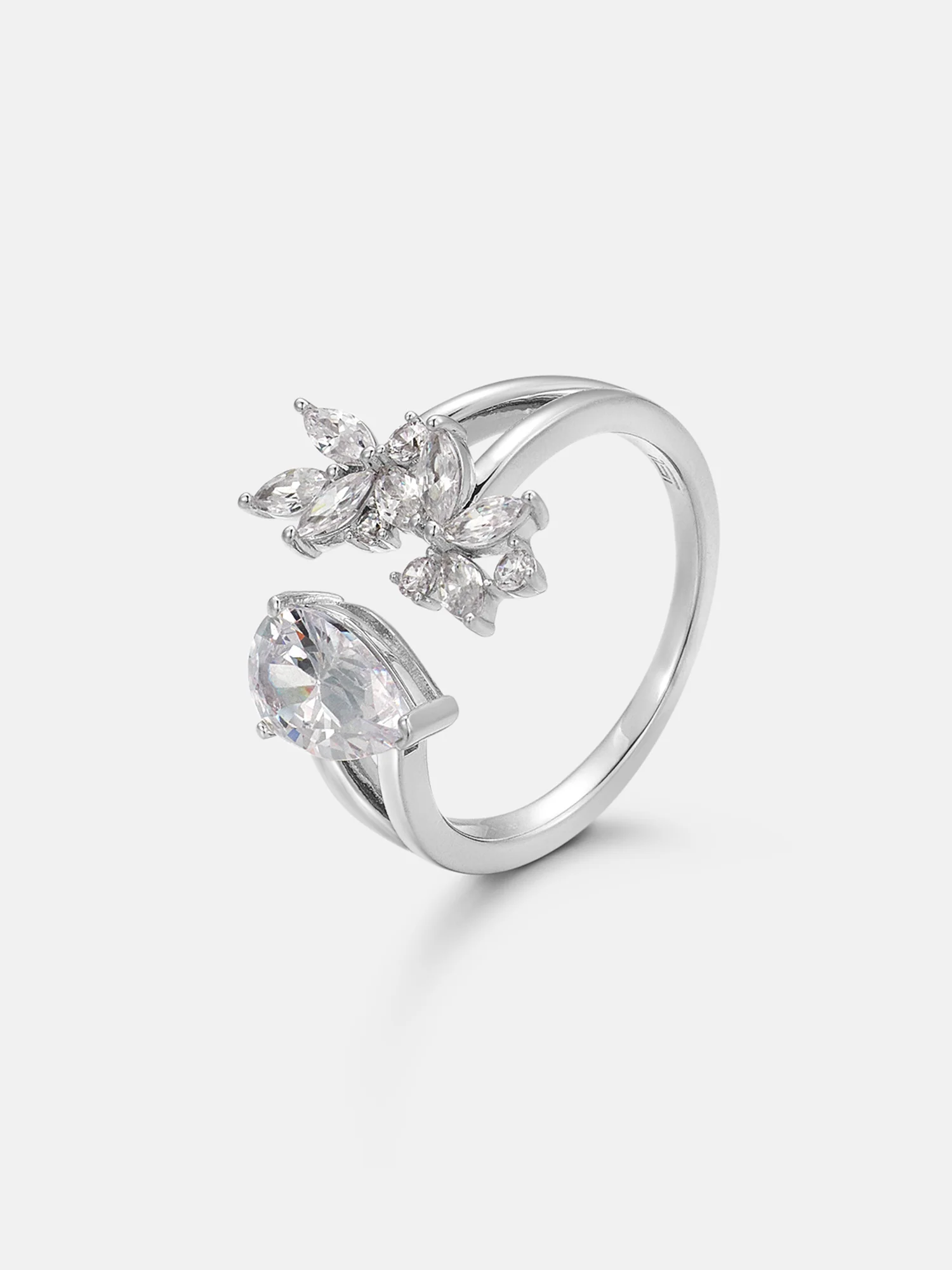 1.5CT Pear & Butterfly-Shape Moissanite Open Ring - Image 4