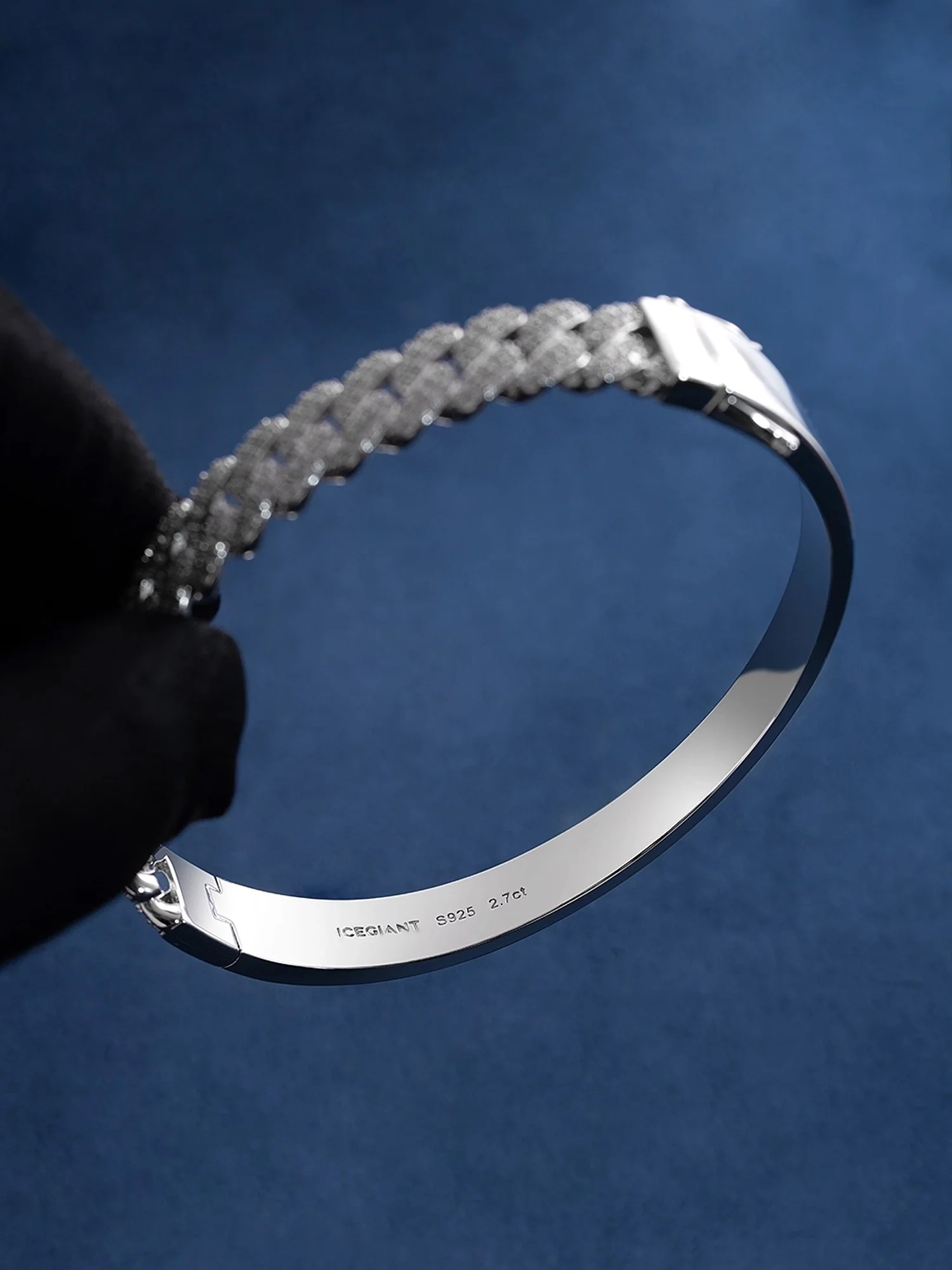 Made to order 10mm Half Moissanite Cuban Bangle Bracelet - Image 4