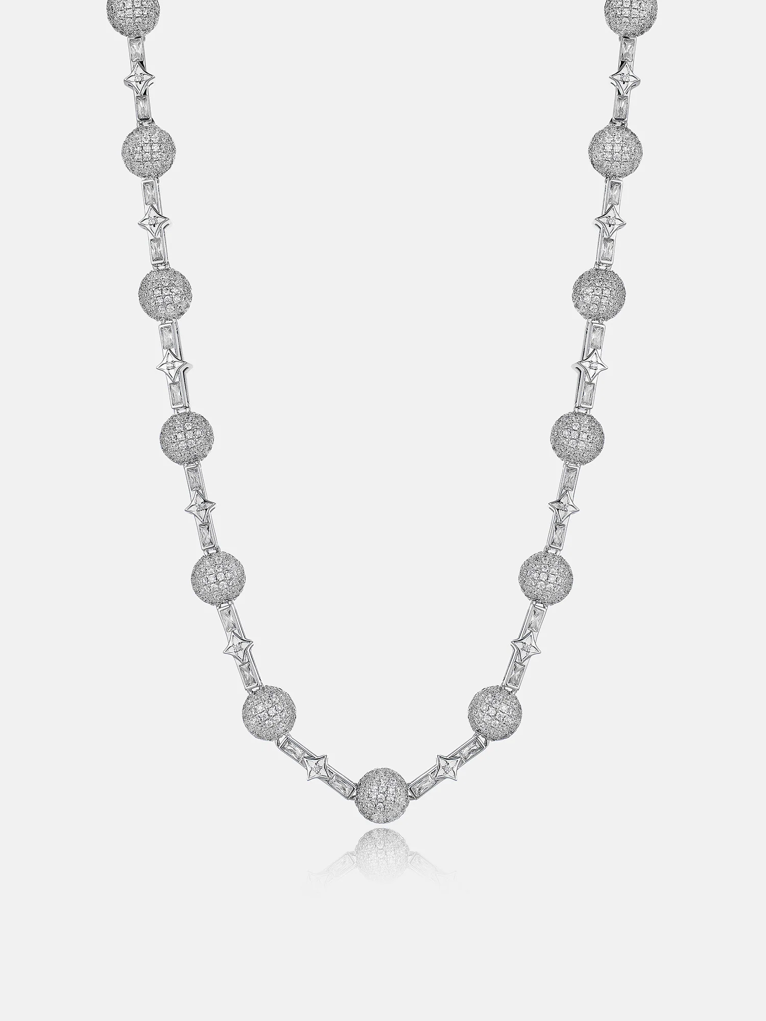 10mm Moissanite Baguette Four Leaf Clover Ball Chain