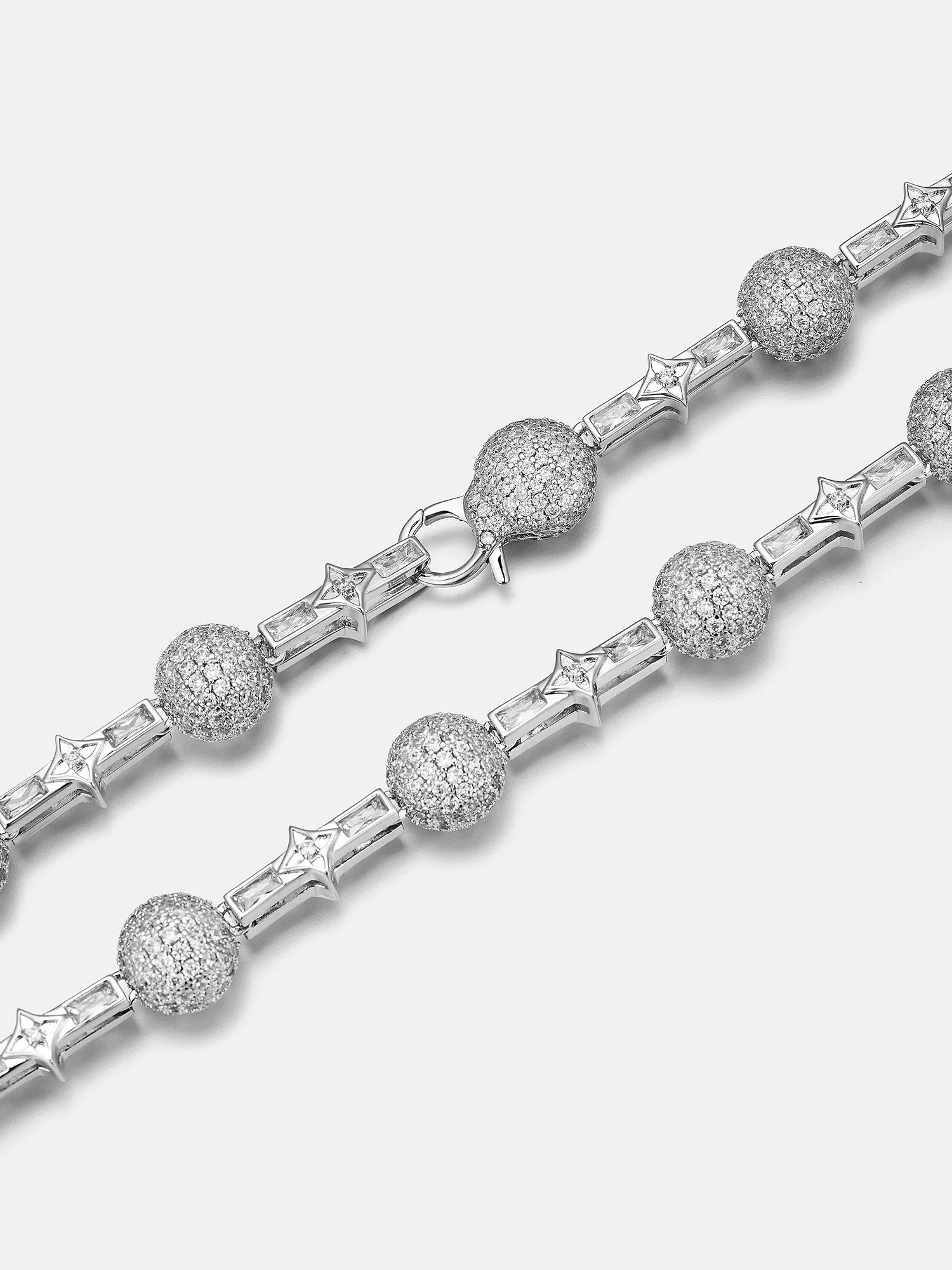 10mm Moissanite Baguette Four Leaf Clover Ball Chain - Image 2