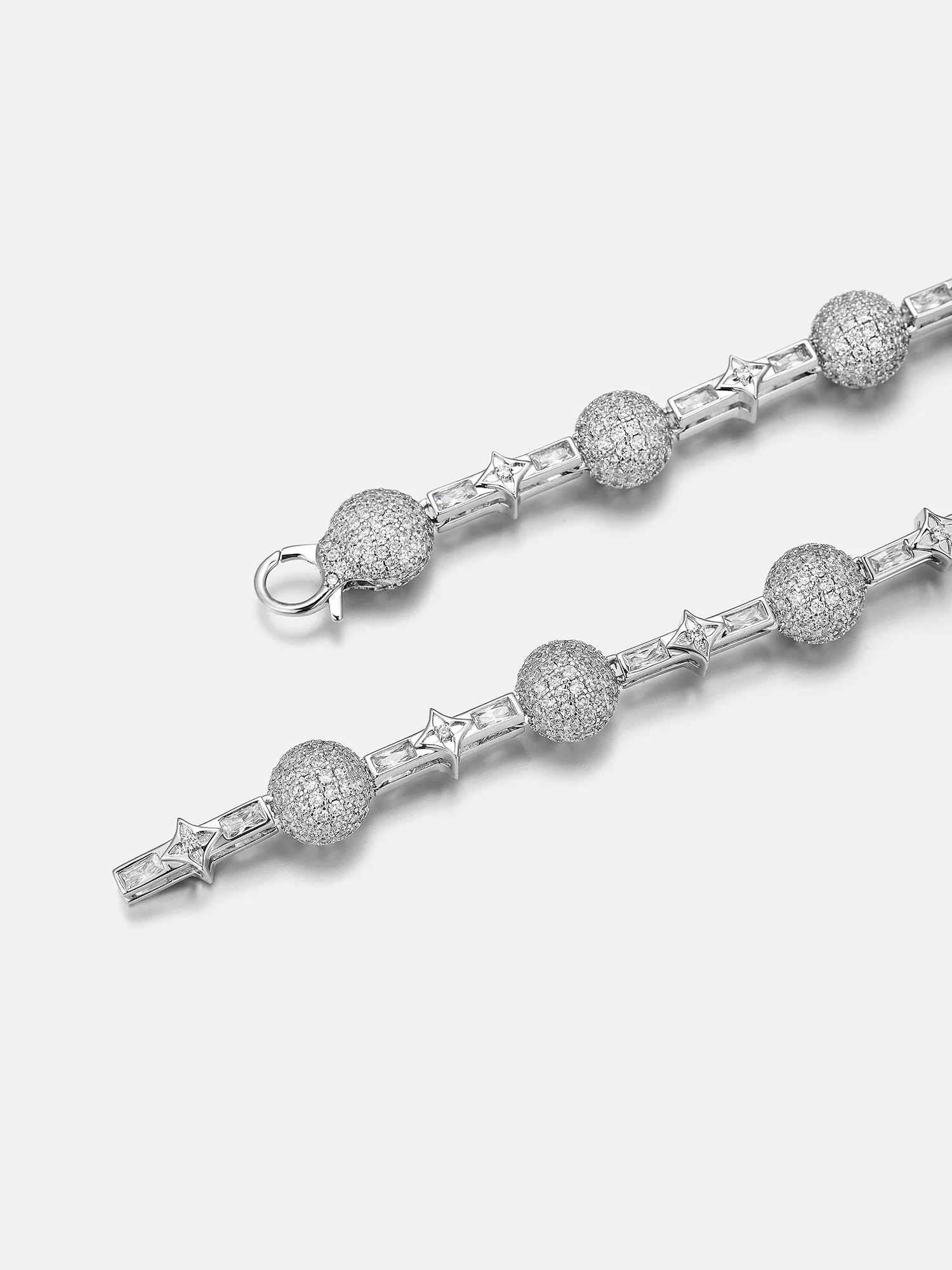 10mm Moissanite Baguette Four Leaf Clover Ball Chain - Image 3