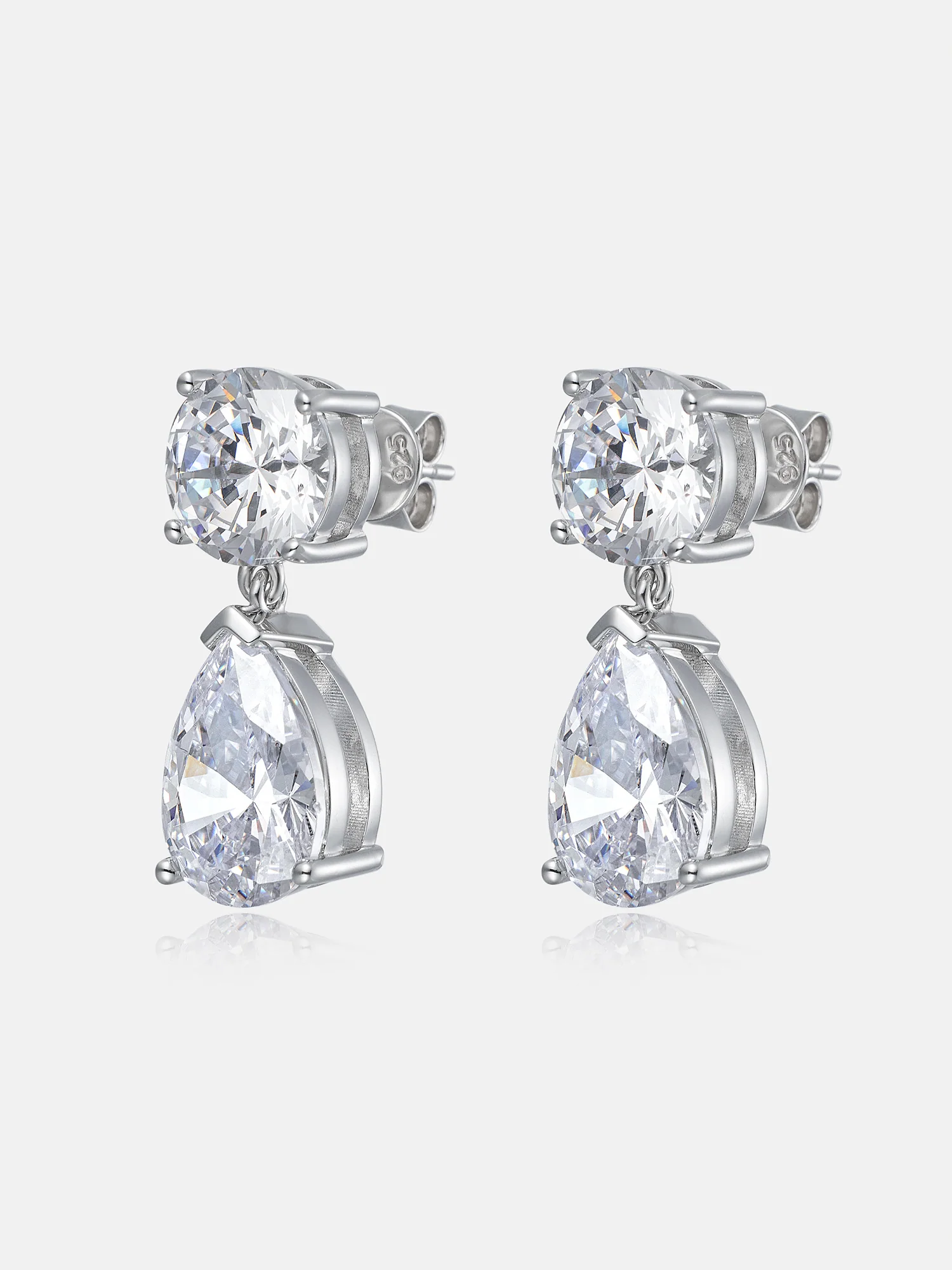 10MM Round & Pear Cut Moissanite Drop Earrings - Image 2