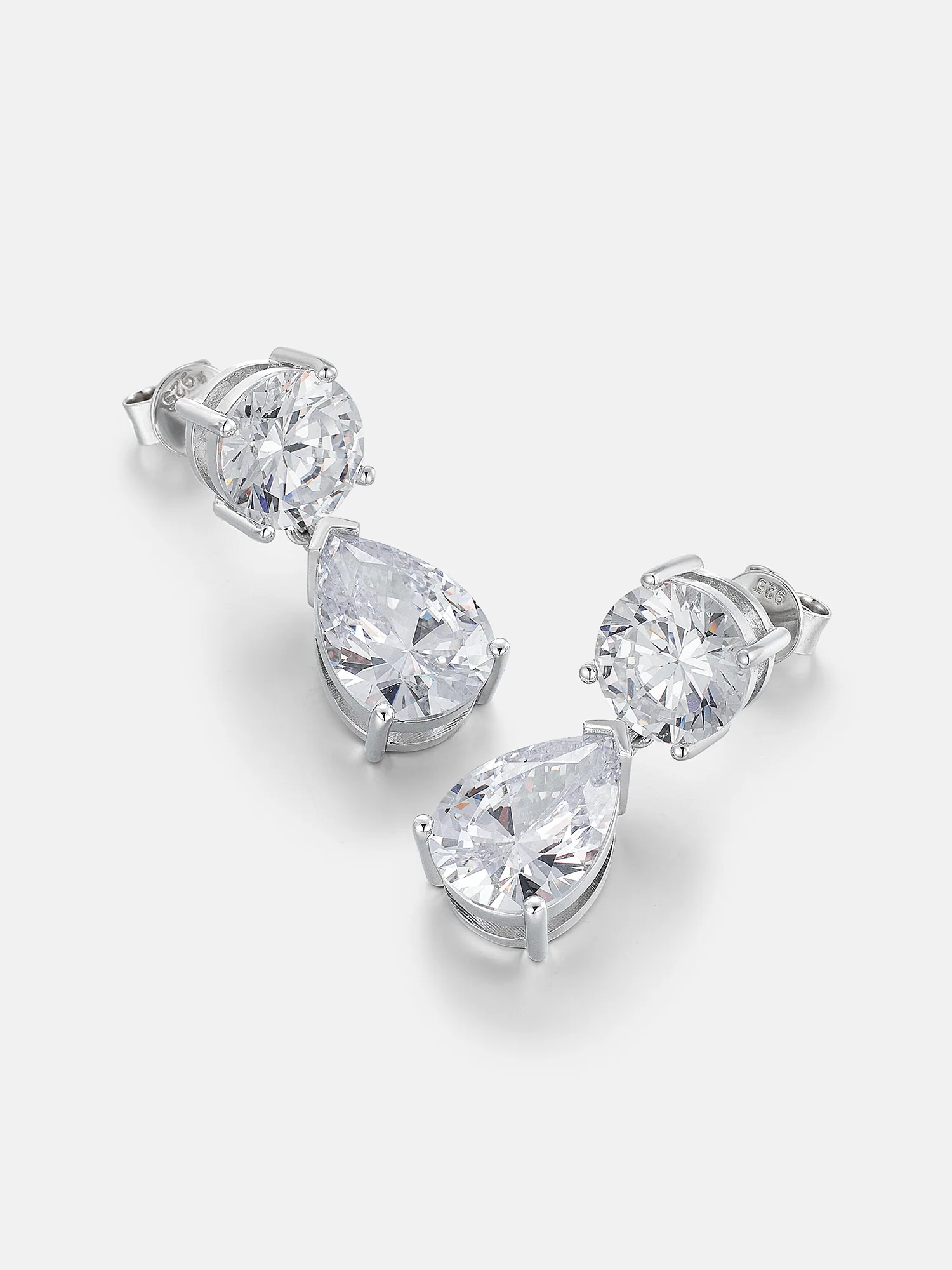 10MM Round & Pear Cut Moissanite Drop Earrings - Image 3