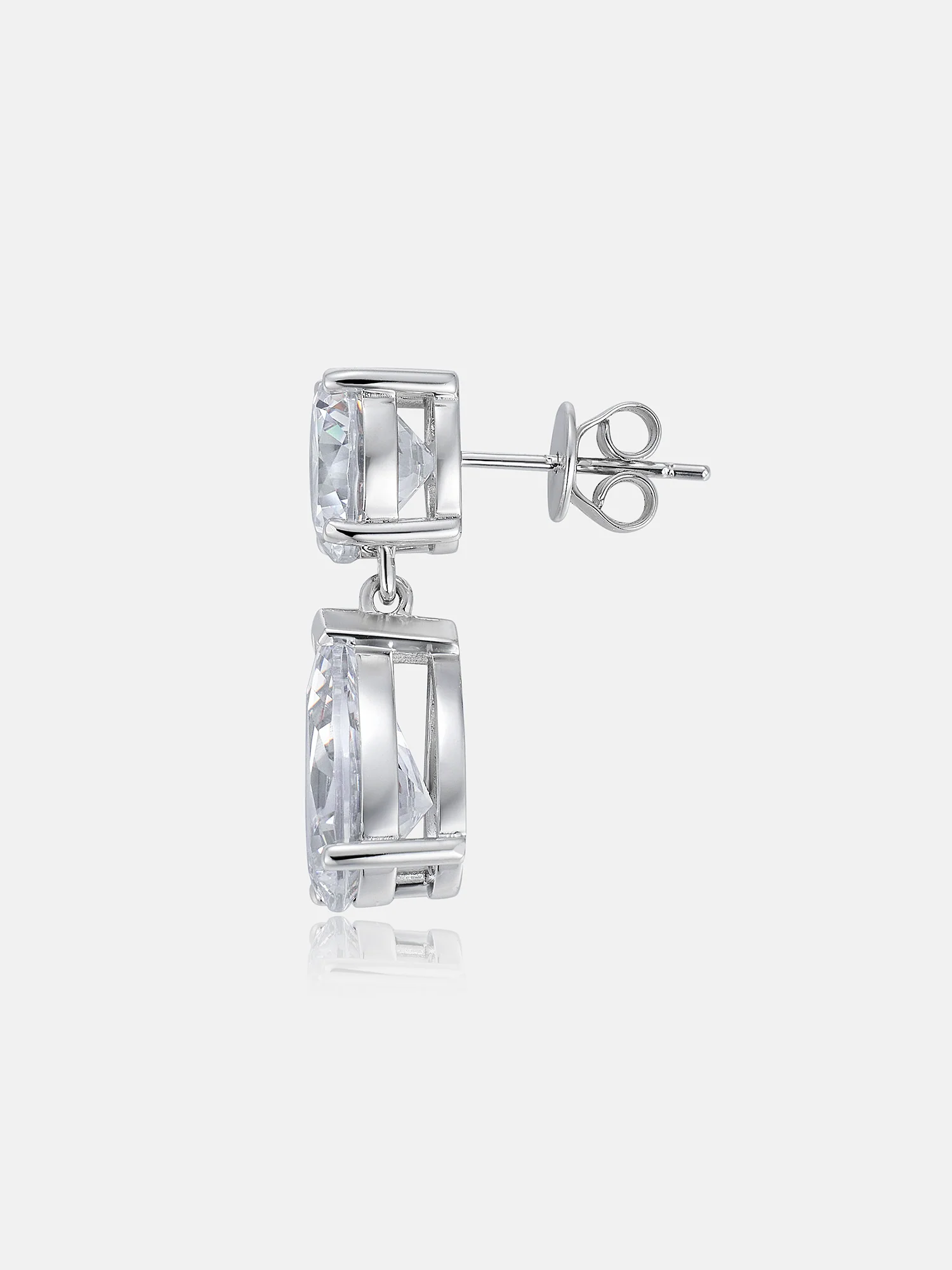 10MM Round & Pear Cut Moissanite Drop Earrings - Image 4