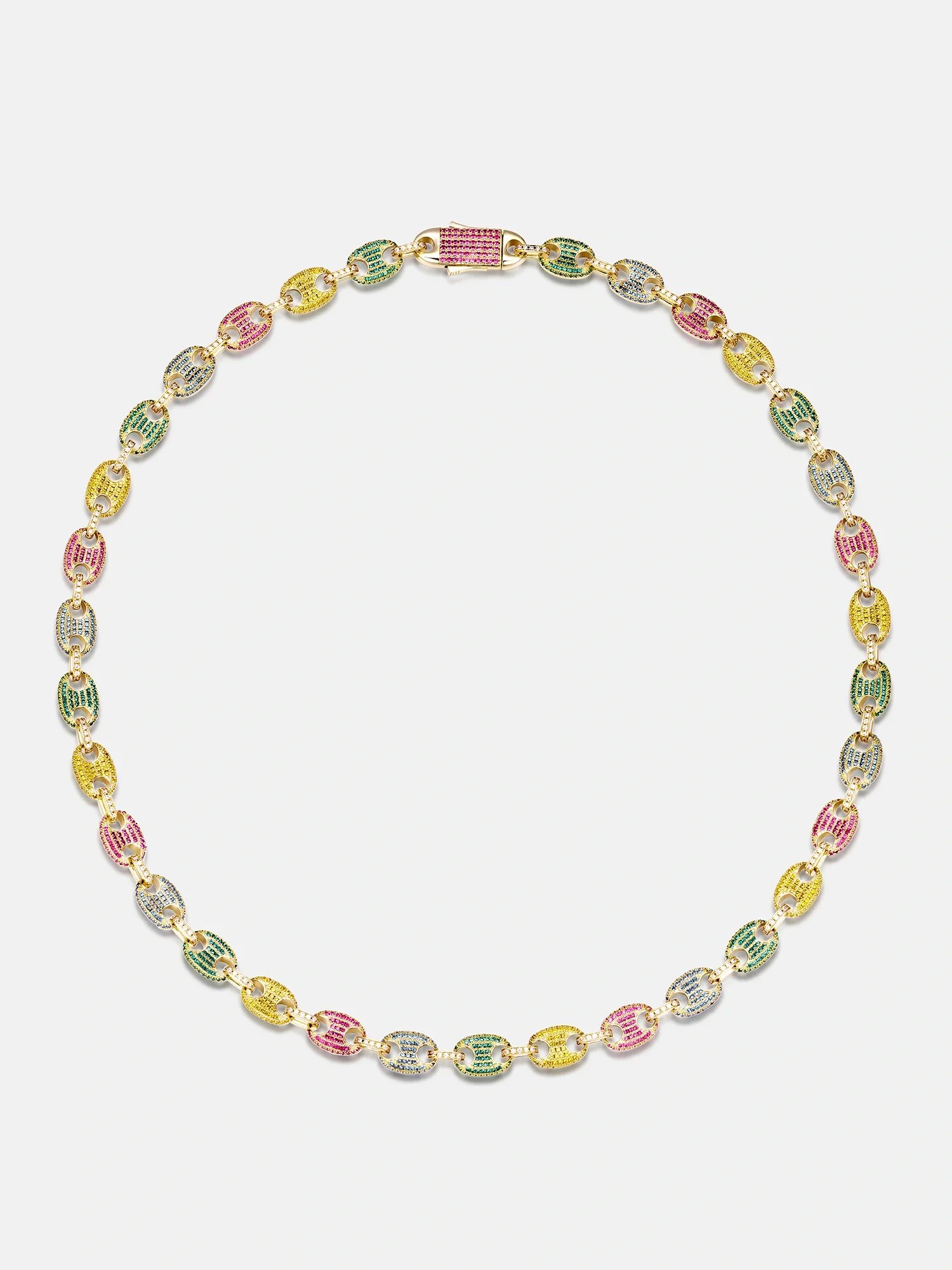 10MM S925 Moissanite Colored Gem G-Link Chain - Image 2