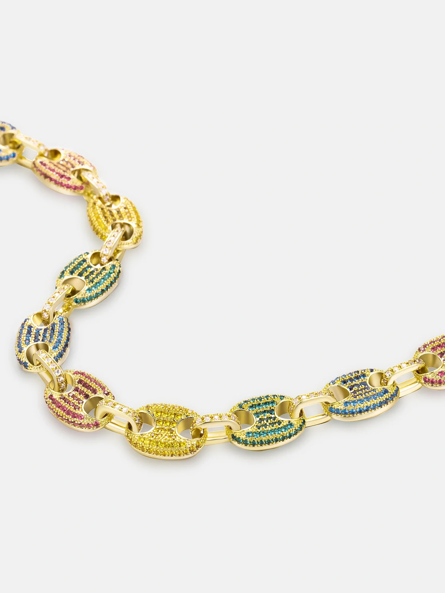 10MM S925 Moissanite Colored Gem G-Link Chain - Image 3