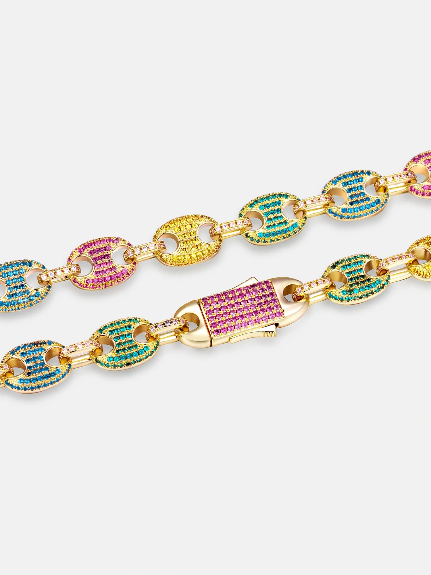 10MM S925 Moissanite Colored Gem G-Link Chain - Image 4