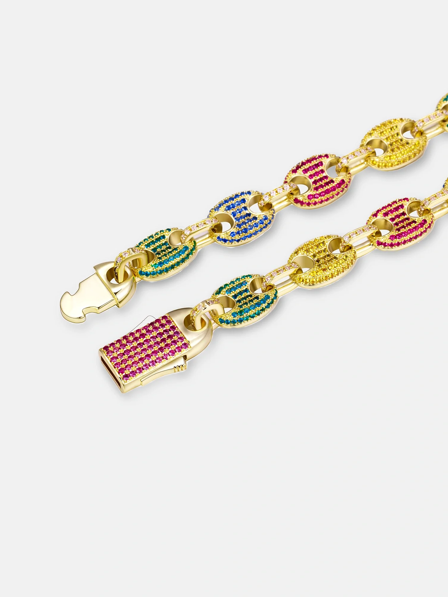 10MM S925 Moissanite Colored Gem G-Link Chain - Image 5