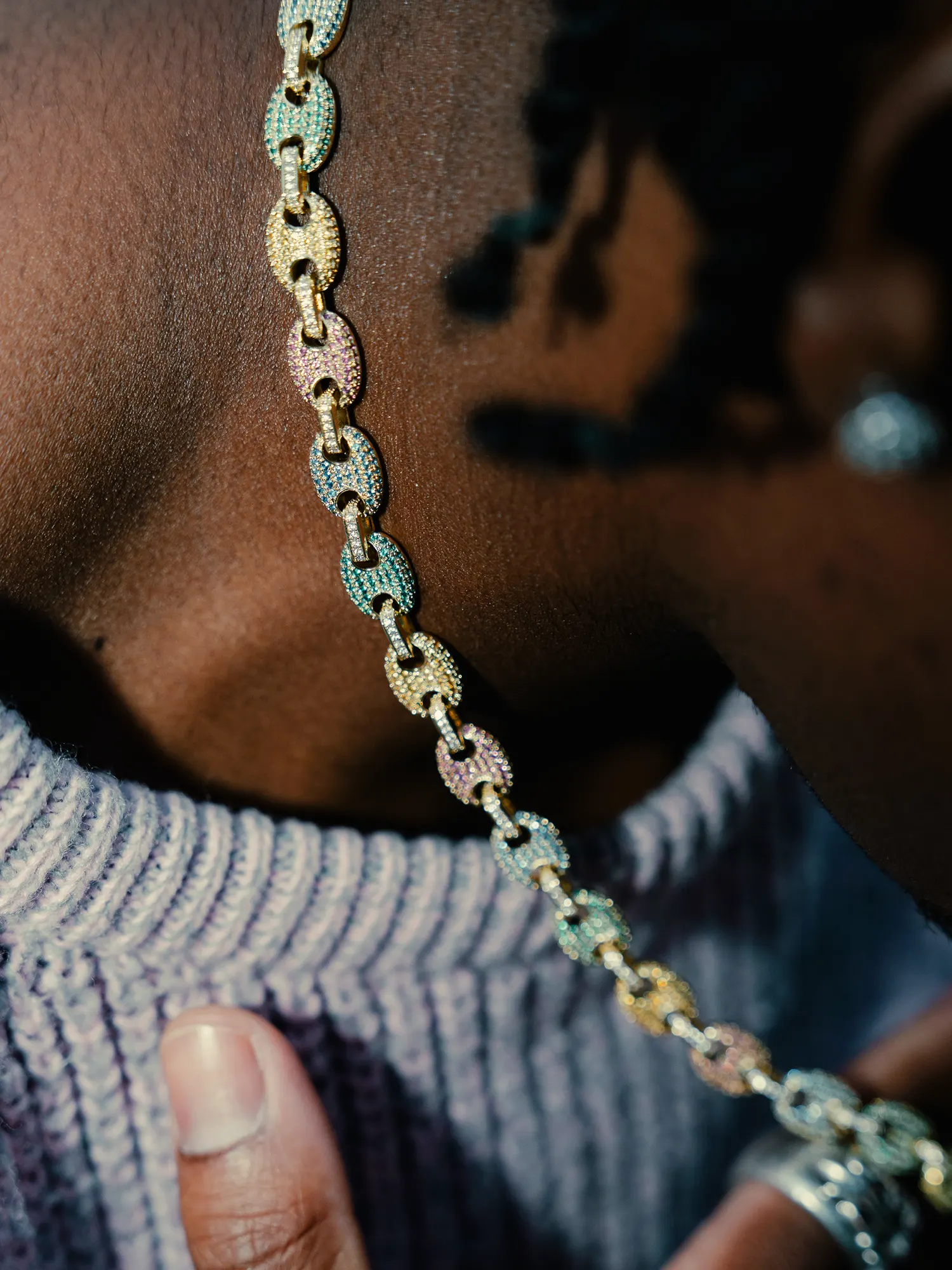 10MM S925 Moissanite Colored Gem G-Link Chain - Image 6
