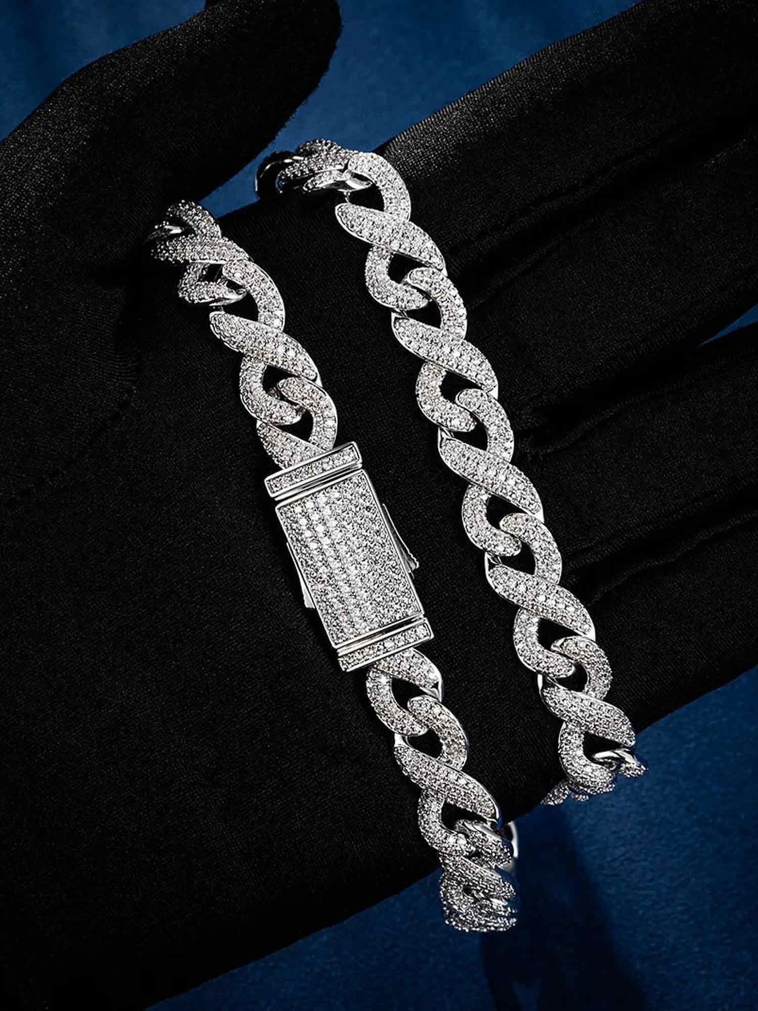 10mm S925 Moissanite Infinity Link Bracelet - Image 2