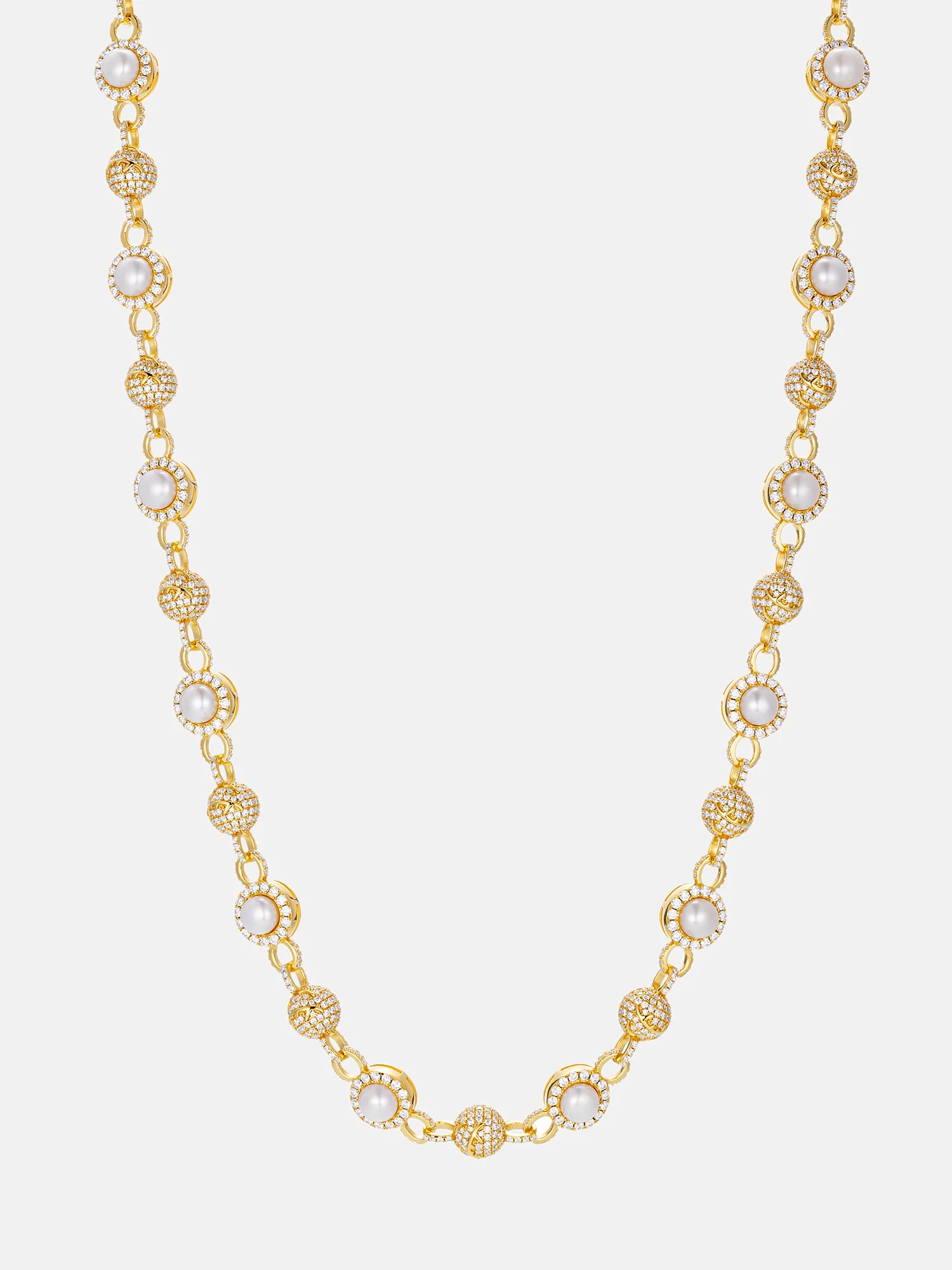 10mm S925 Pearl Moissanite Round Bead Chain