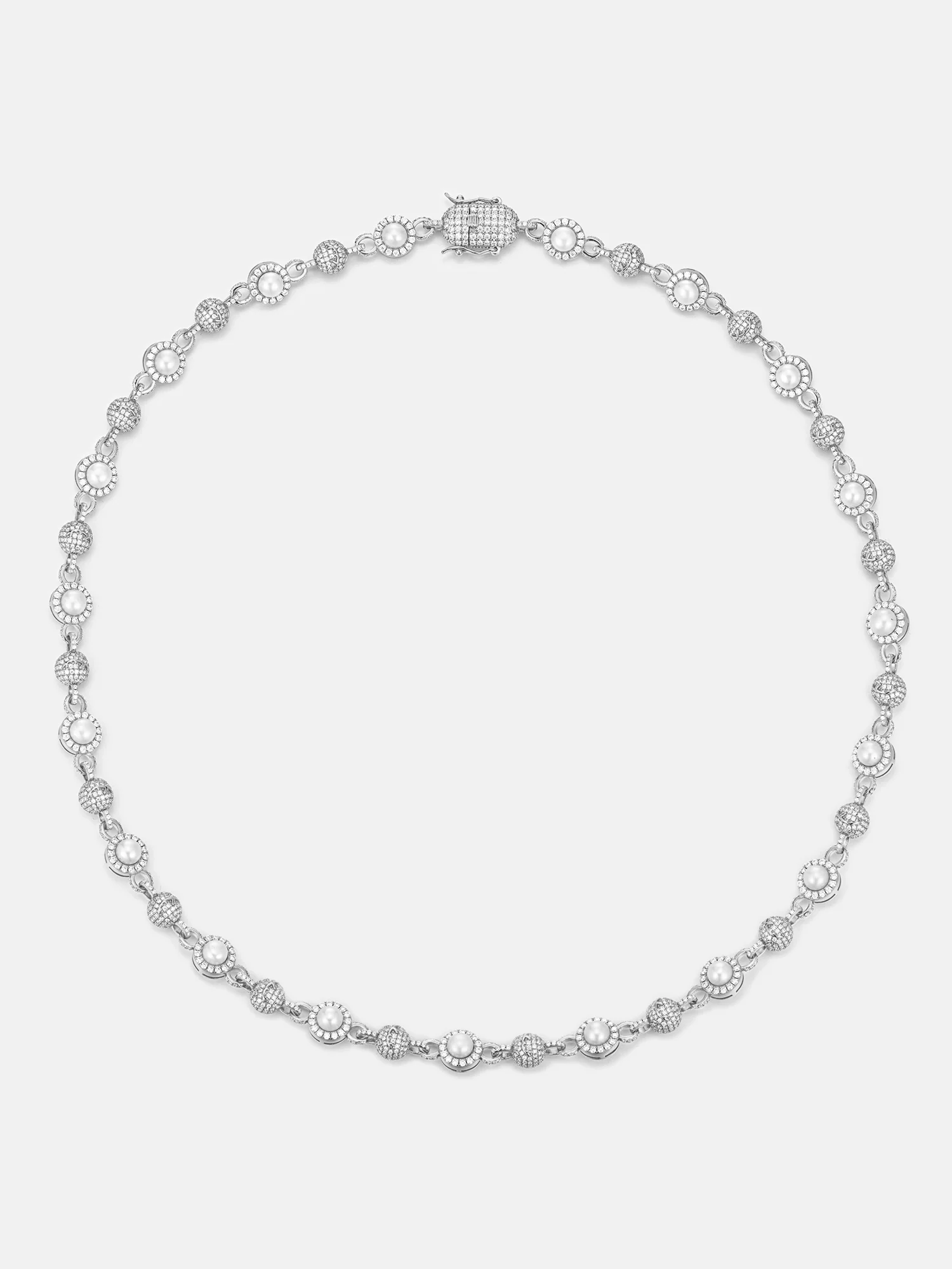 10mm S925 Pearl Moissanite Round Bead Chain - Image 2