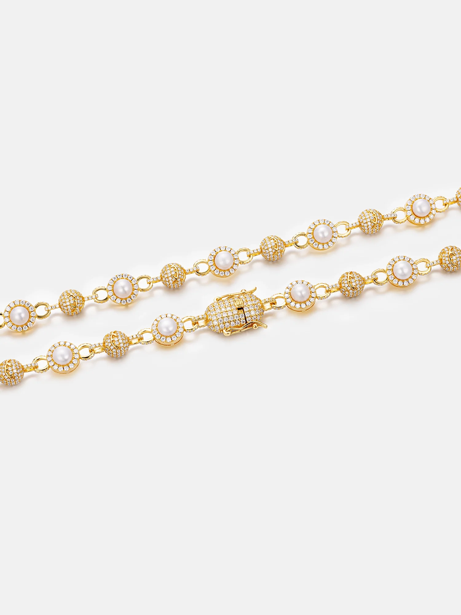 10mm S925 Pearl Moissanite Round Bead Chain - Image 3