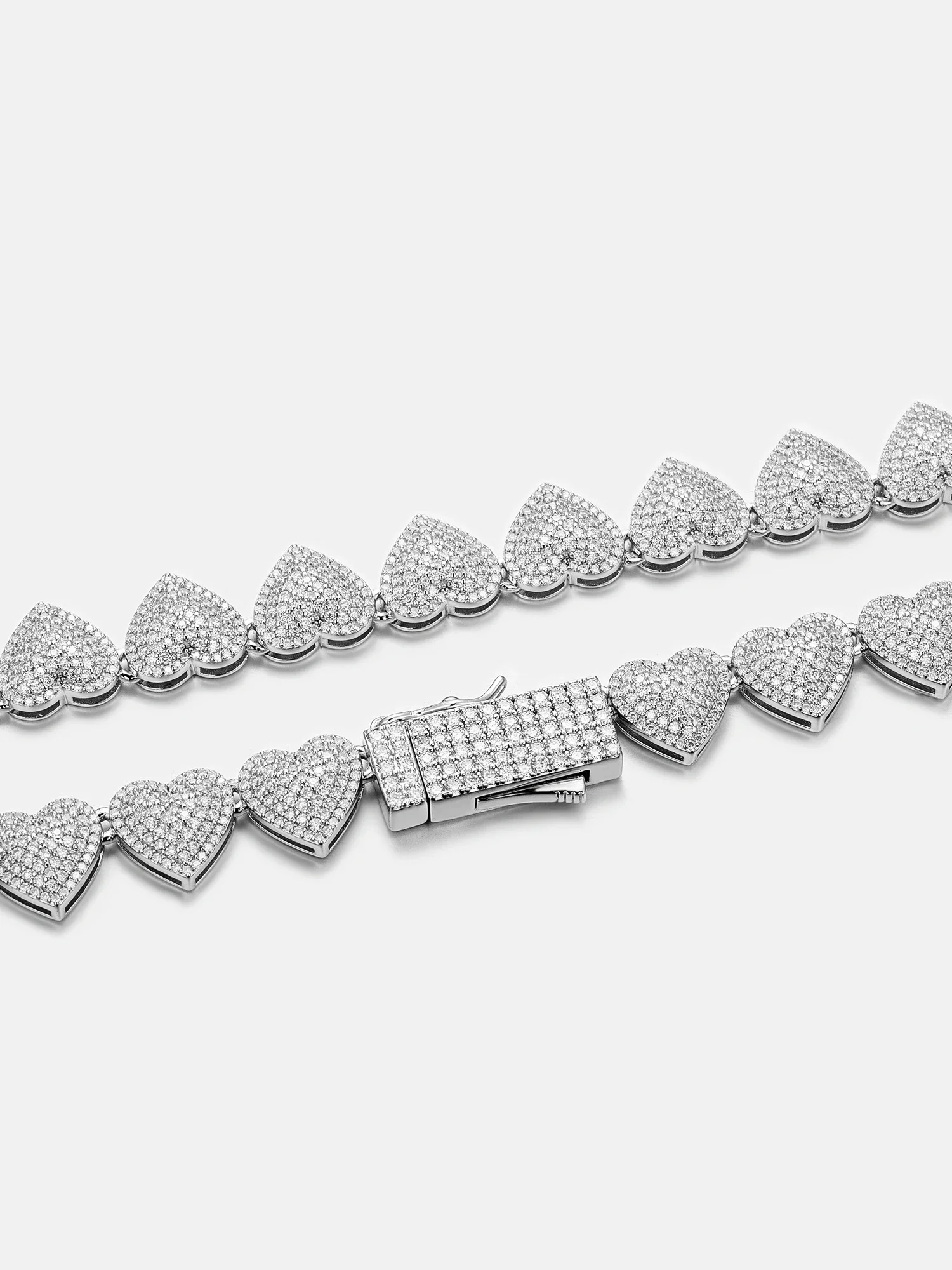10mm White Gold Moissanite Heart Necklace - Image 3