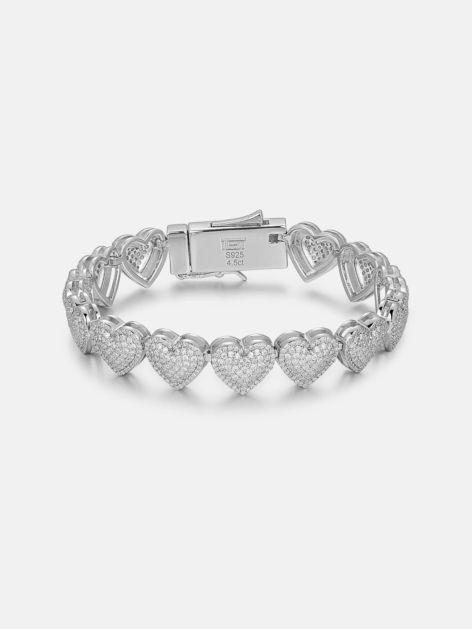 10MM White Moissanite Heart Bracelet
