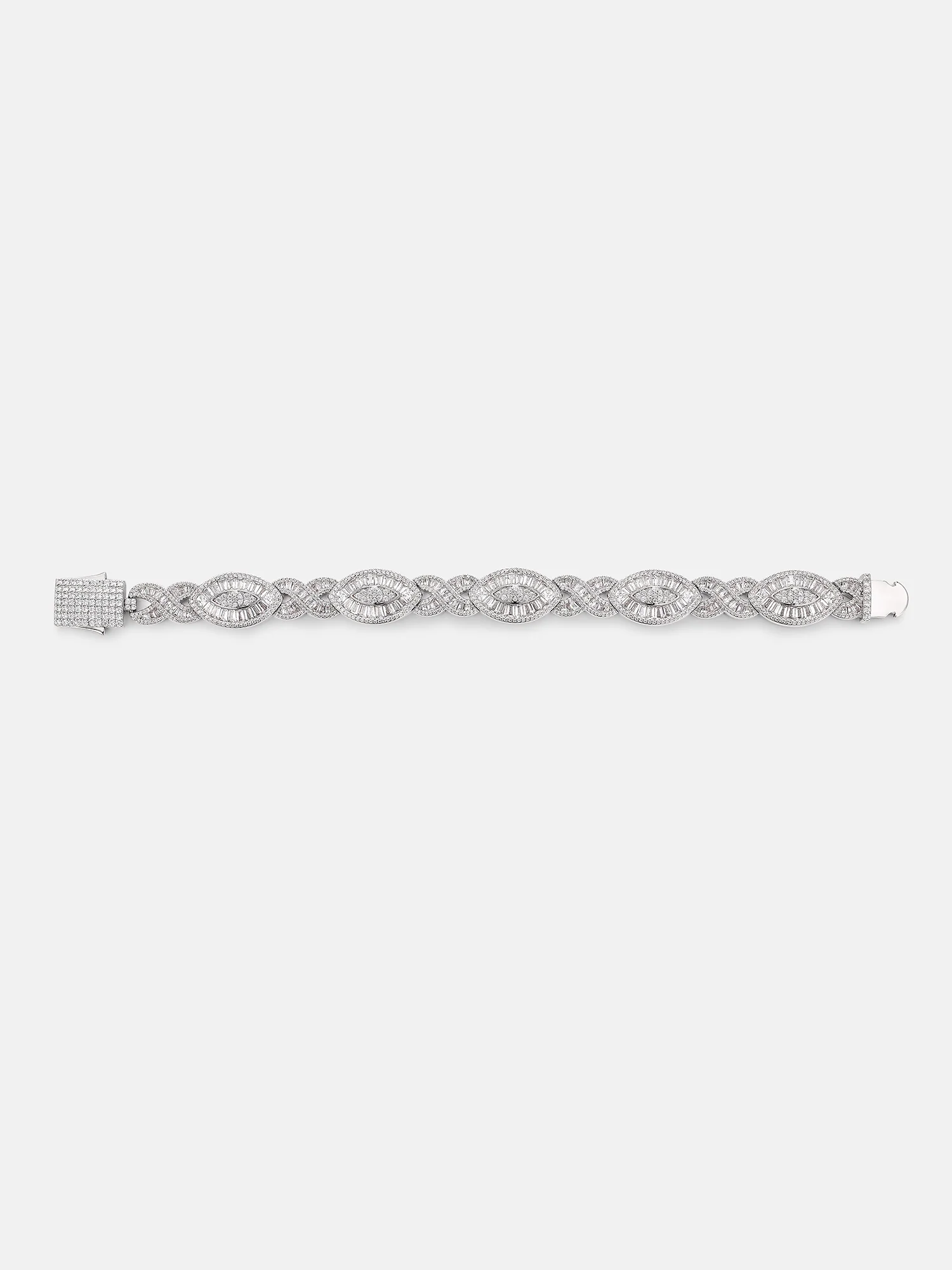 12MM Baguette Moissanite Evil Eye Infinity Link Bracelet - Image 3