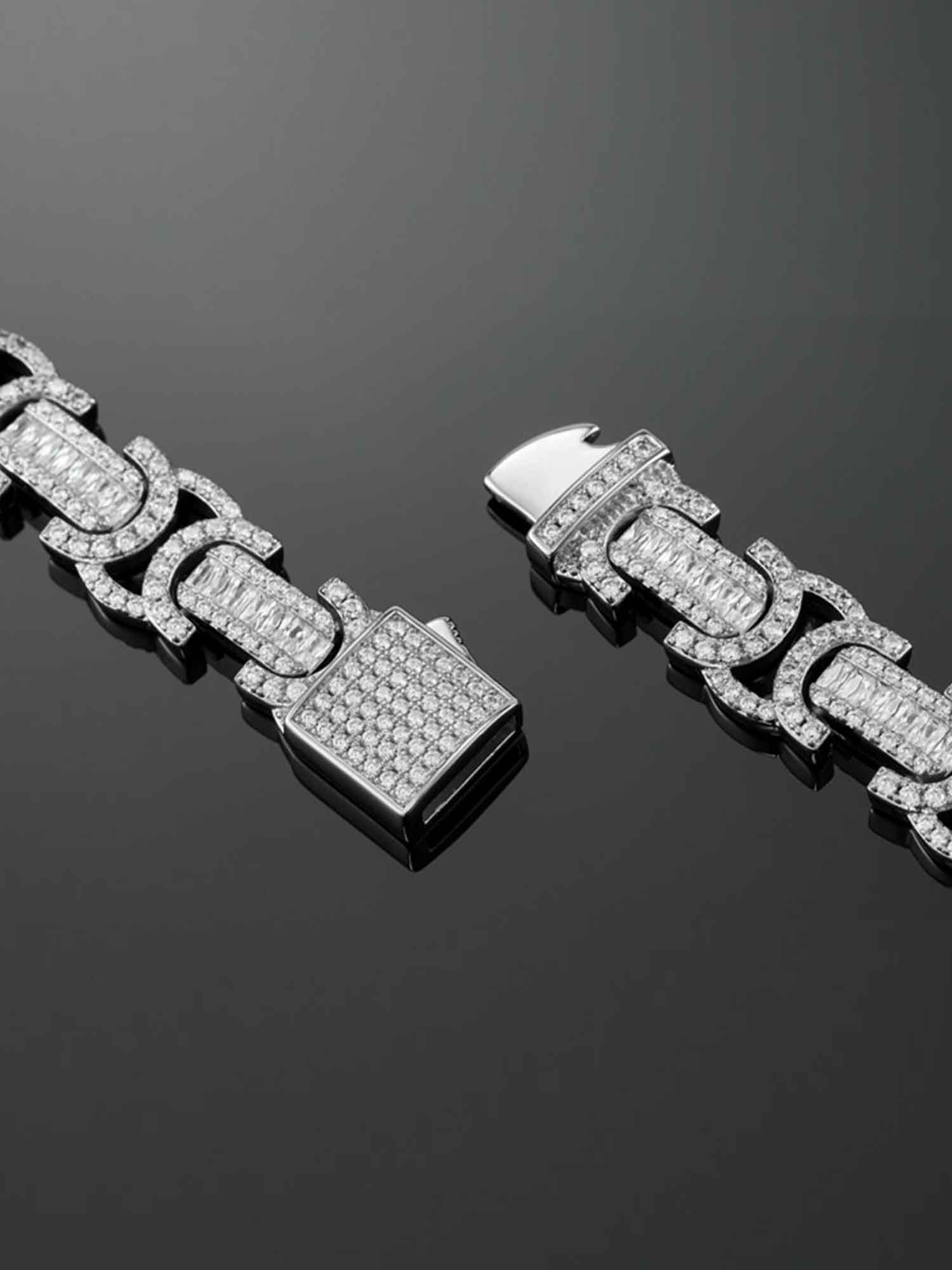 12mm Byzantine Link Chain in White Gold - Image 4