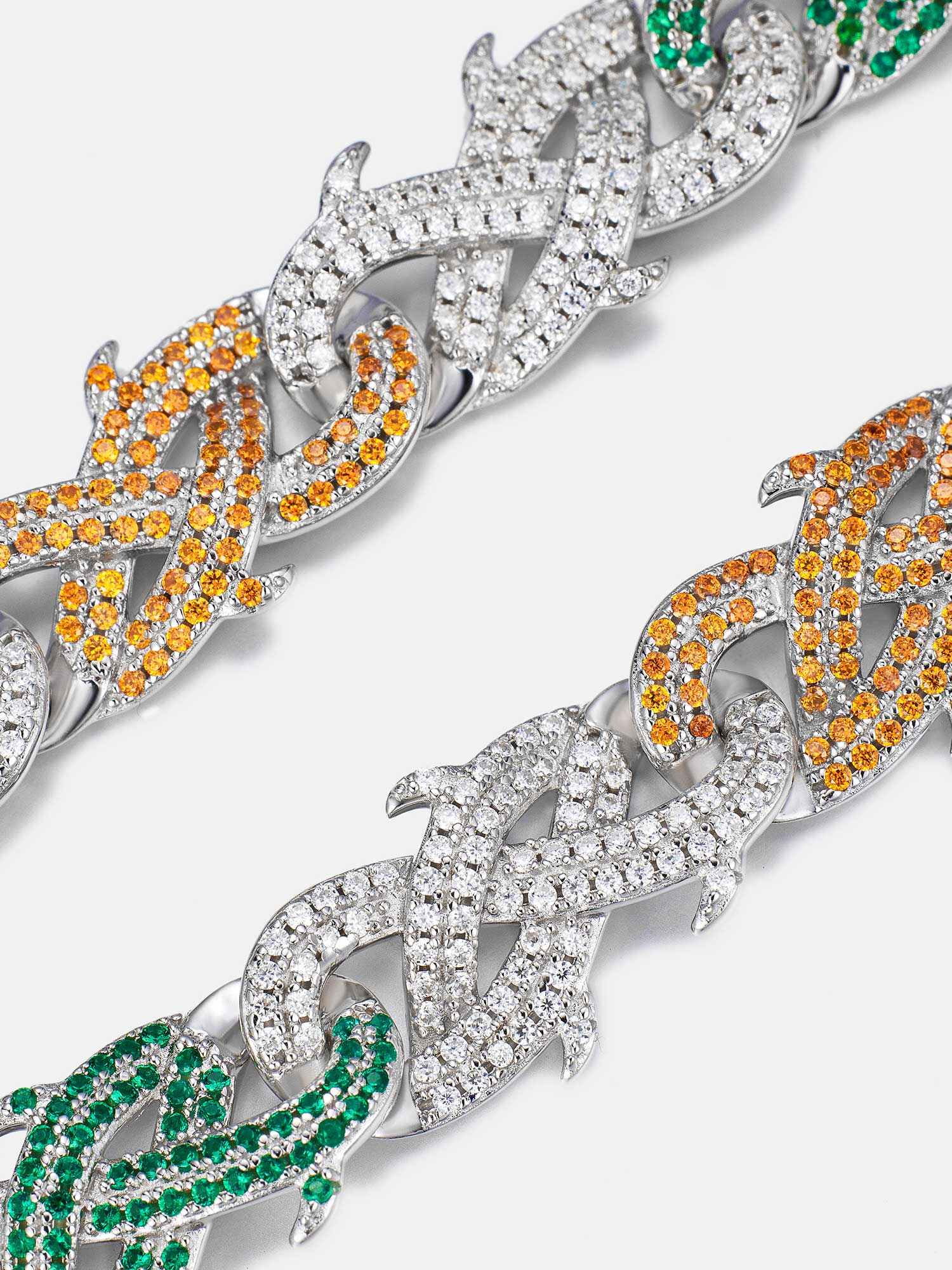 12mm Colored Gem & White Moissanite Crown of Thorns Chain - Image 2