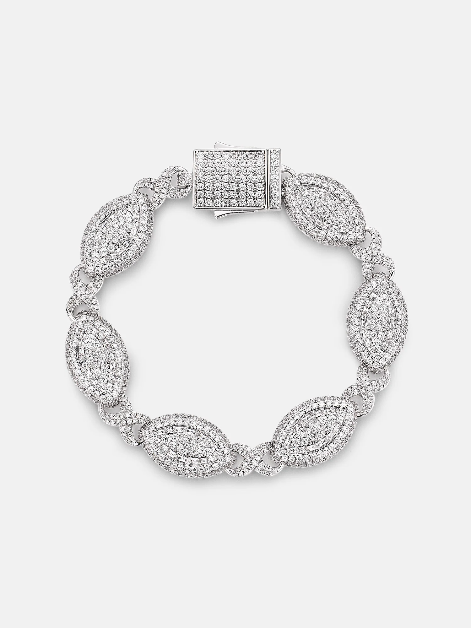 12MM Iced Out Moissanite Evil Eye Infinity Link Bracelet