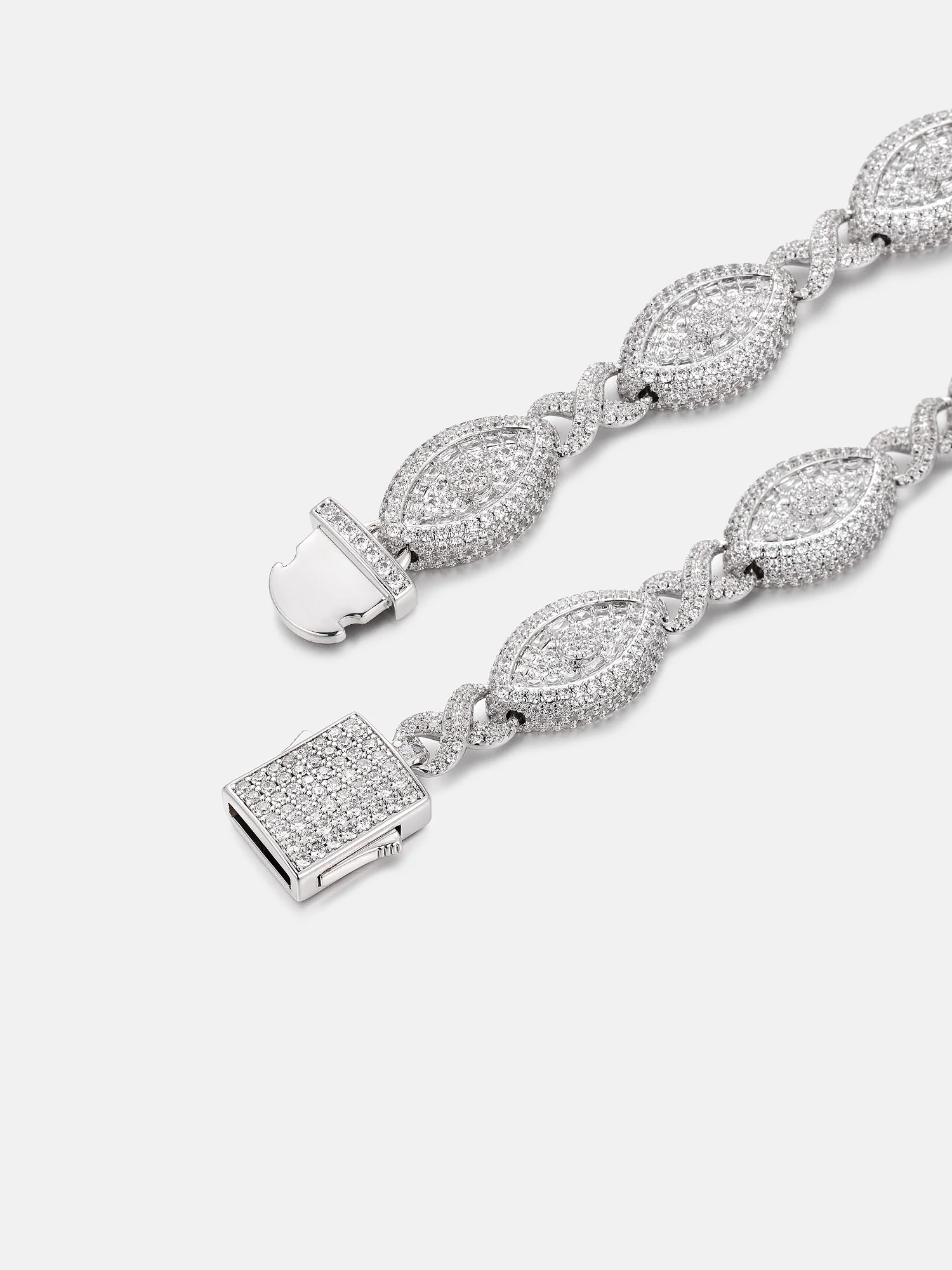 12MM Iced Out Moissanite Evil Eye Infinity Link Bracelet - Image 2