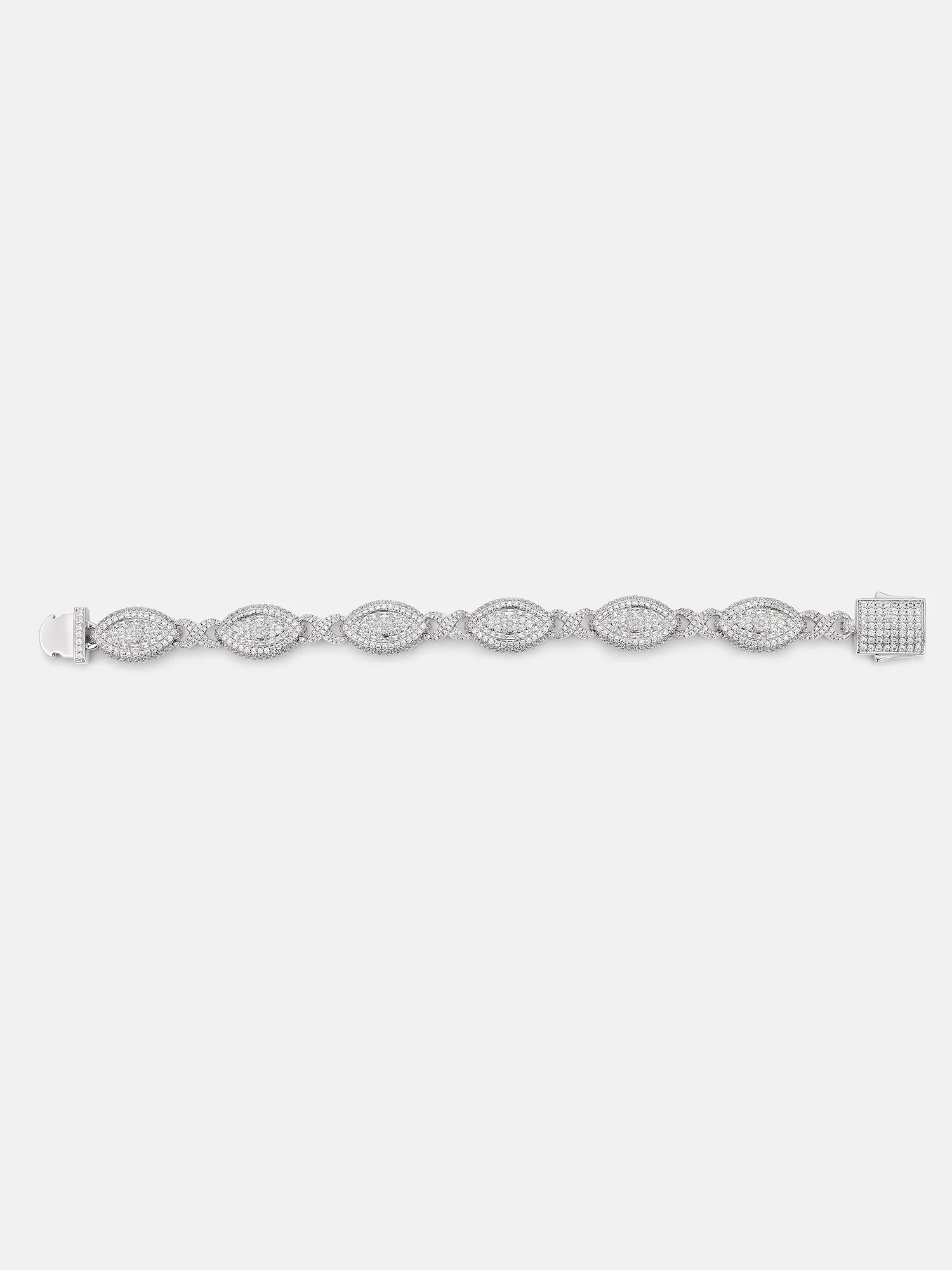 12MM Iced Out Moissanite Evil Eye Infinity Link Bracelet - Image 4