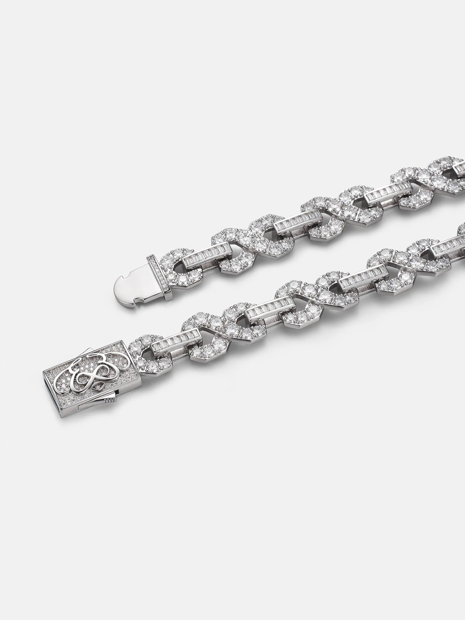 12MM Round & Baguette Moissanite Infinity Link Chain - Image 3