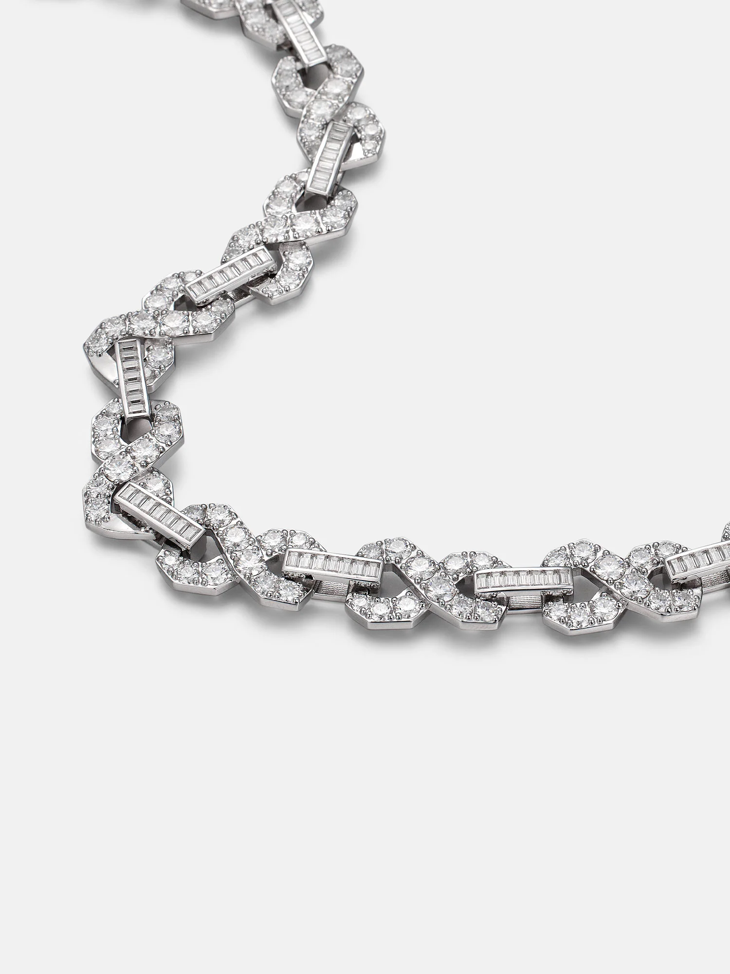 12MM Round & Baguette Moissanite Infinity Link Chain - Image 5