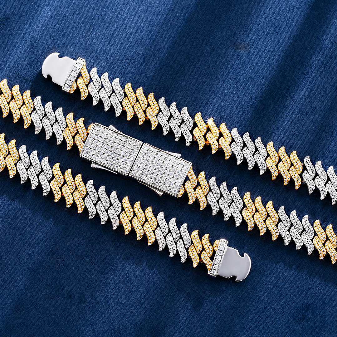 Made to Order 12mm S925 Moissanite Spiked Laurel Cuban Chain or Bracelet - Image 8