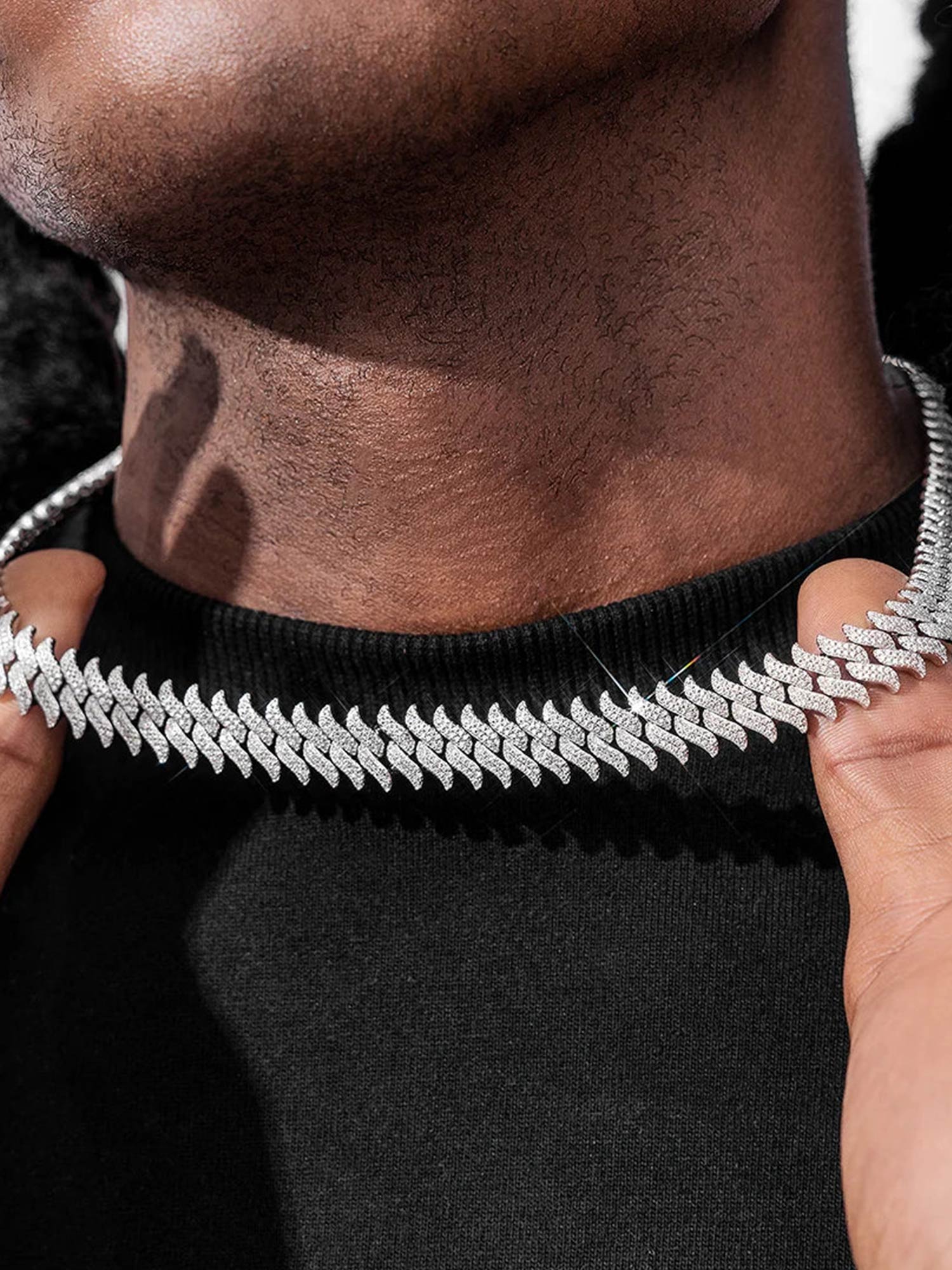 Made to Order 12mm S925 Moissanite Spiked Laurel Cuban Chain or Bracelet - Image 9