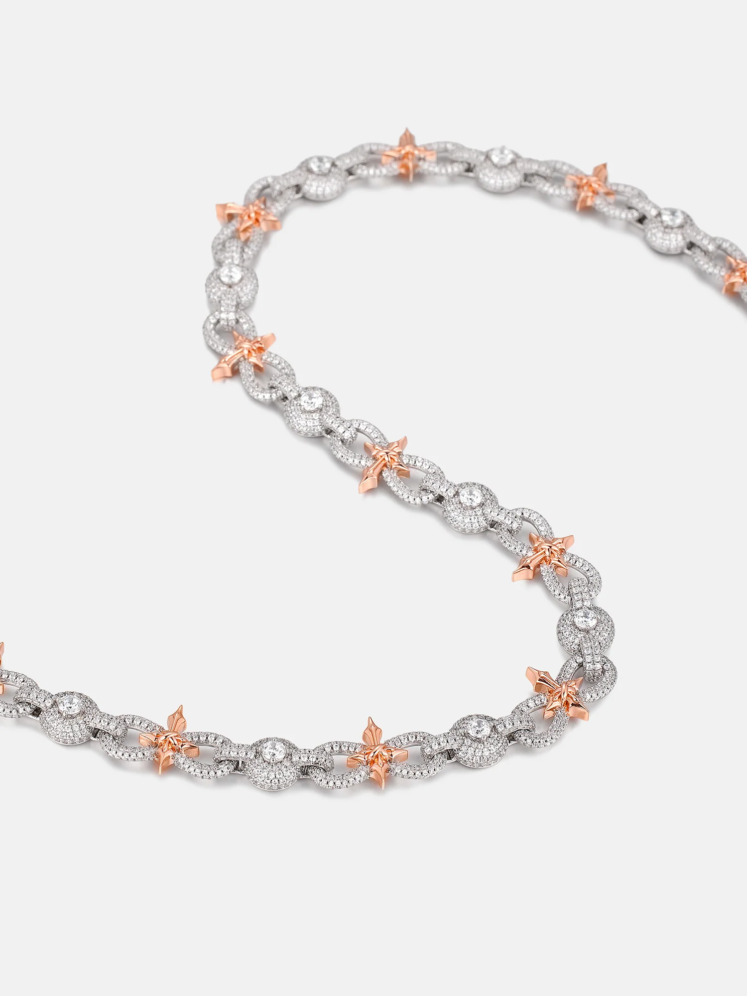 12MM Two Tone Moissanite Cross & Infinity Link Chain - Image 3