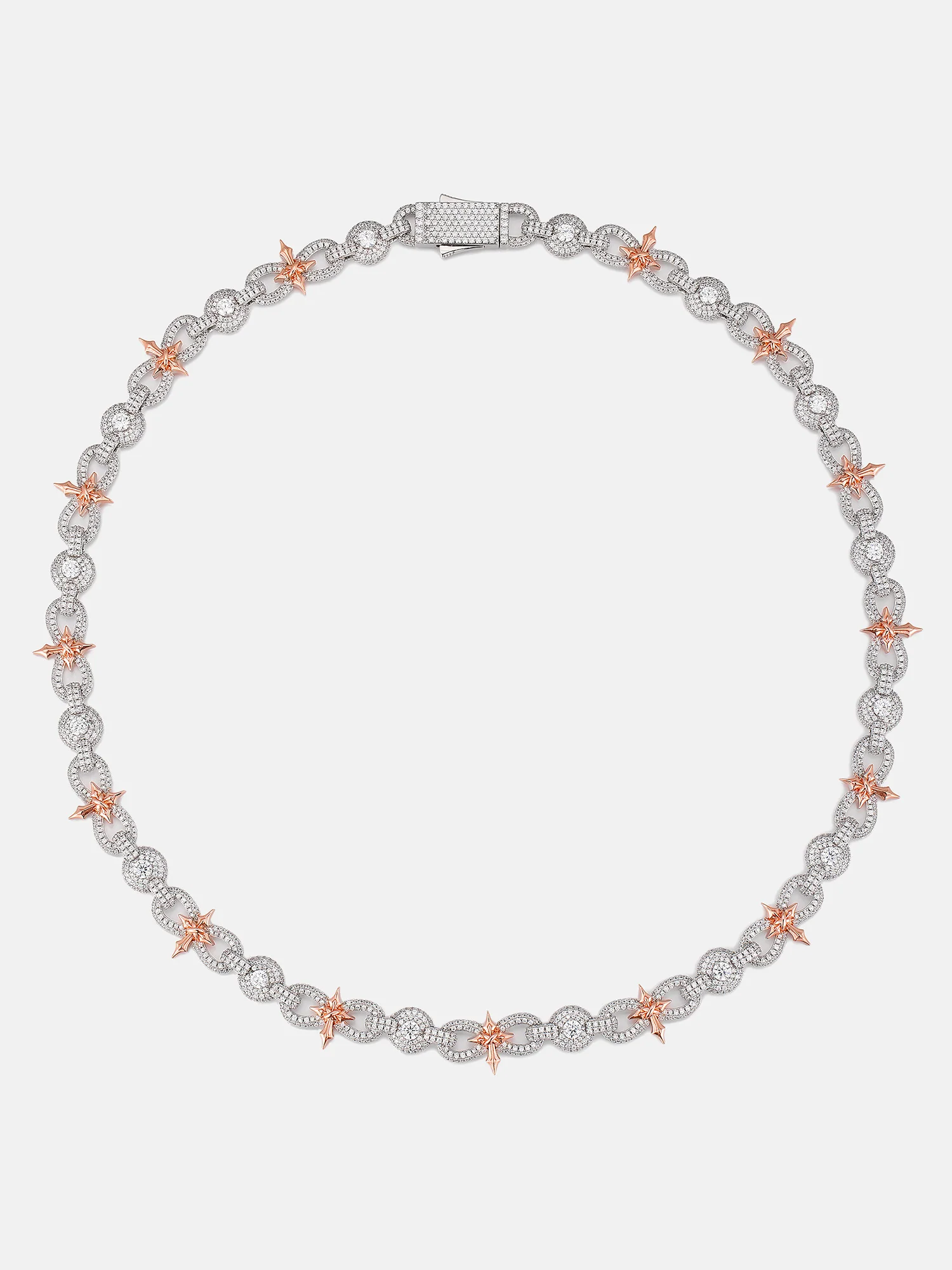 12MM Two Tone Moissanite Cross & Infinity Link Chain - Image 4