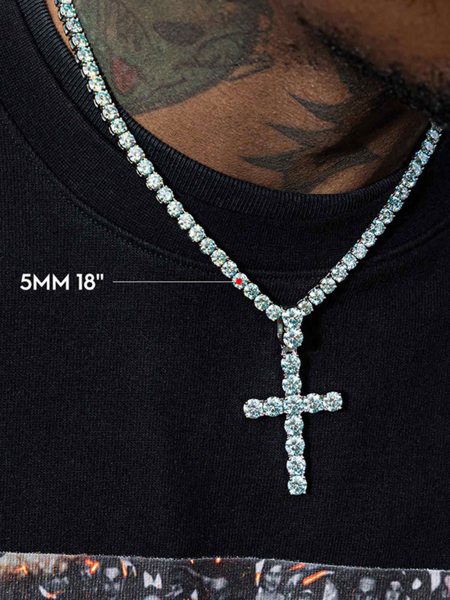 13CT Blue Moissanite Cross Pendant - Image 3