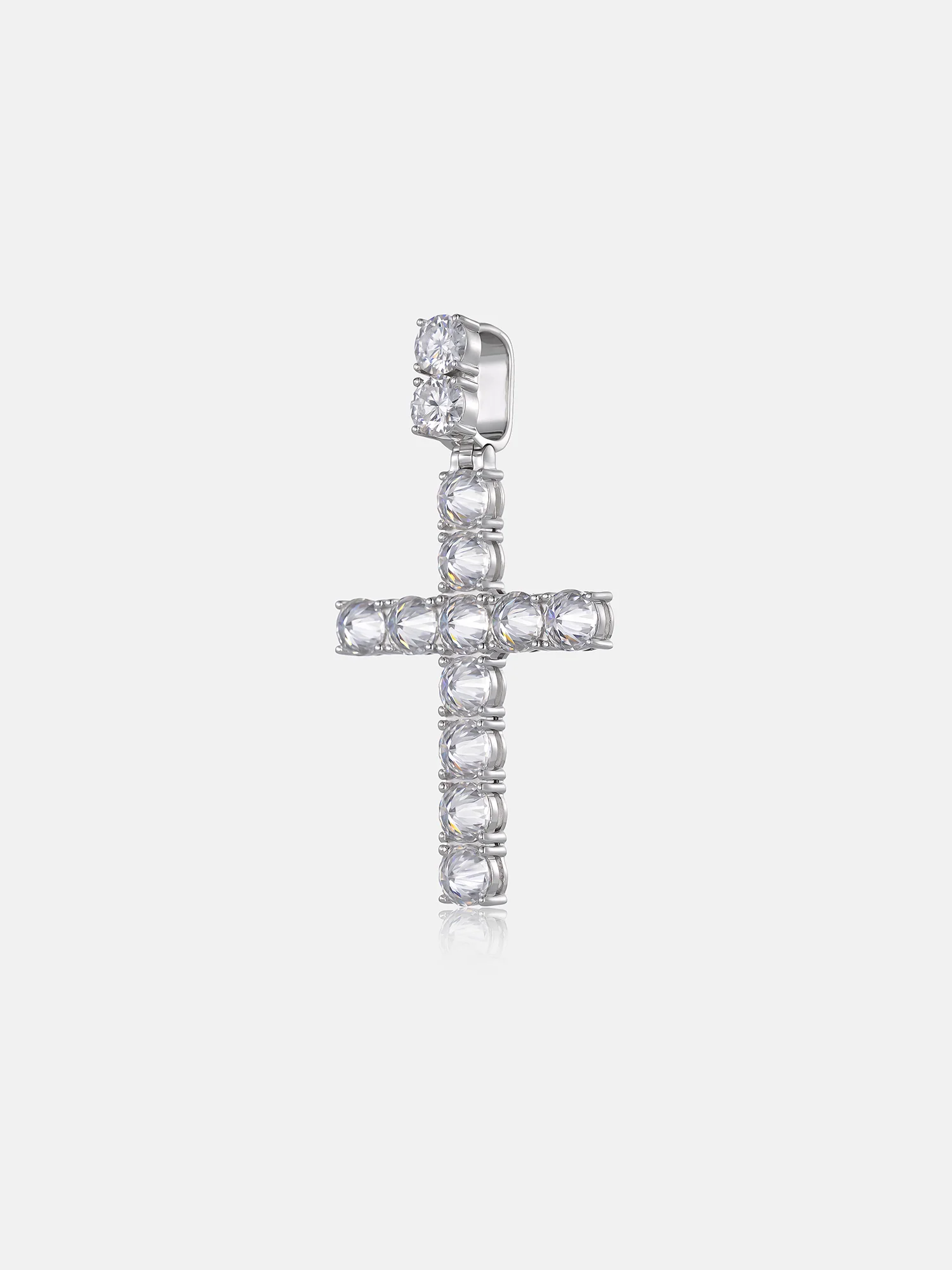 13CT Reverse Set Moissanite Cross Pendant - Image 5