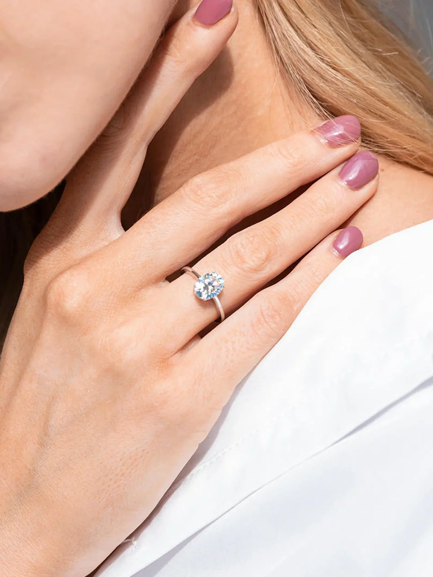 14k Solid Gold 2CTW Moissanite Oval Cut Engagement Ring - Image 3