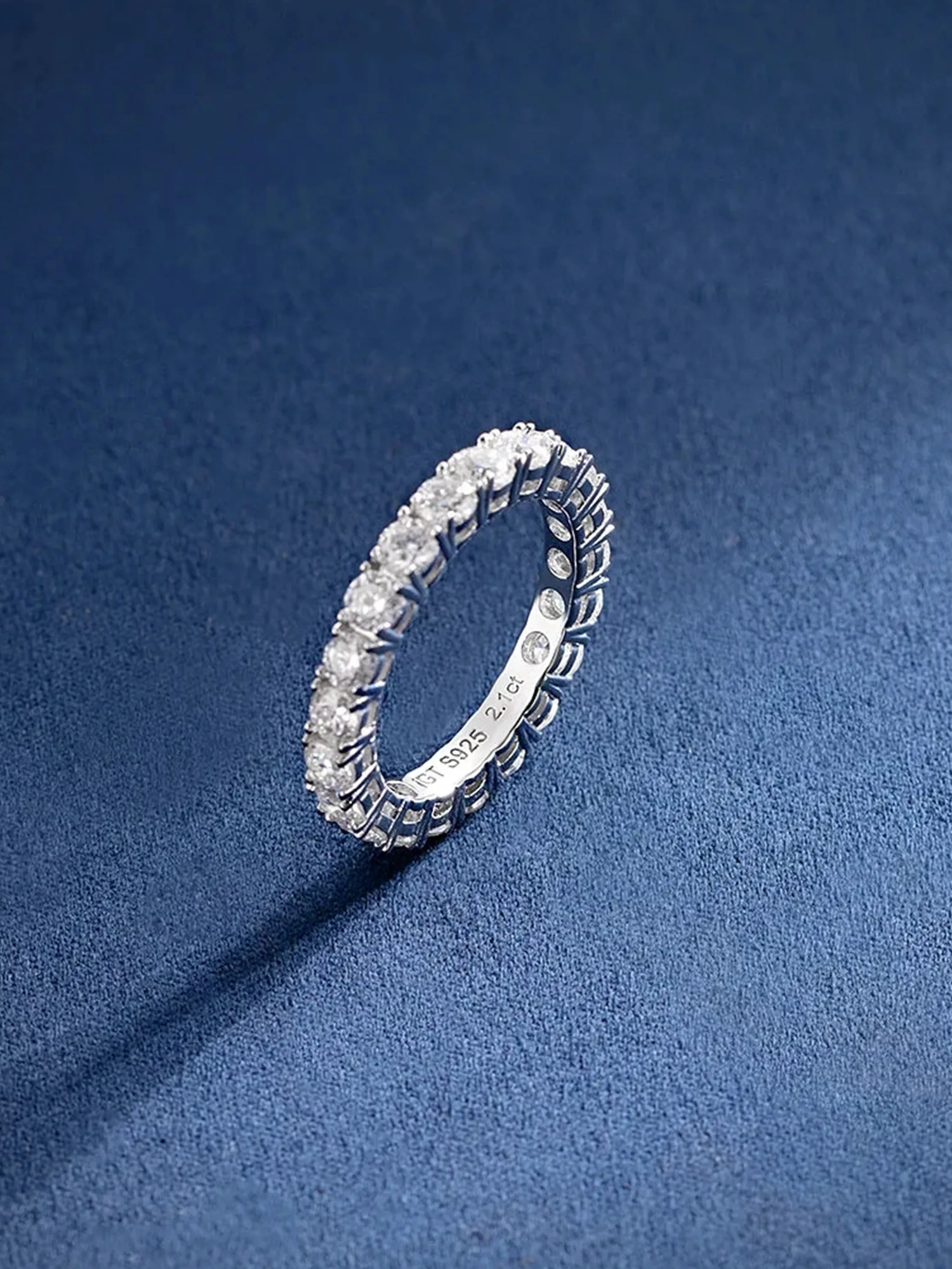 14K Solid Gold 3mm Moissanite Eternity Ring - Image 3