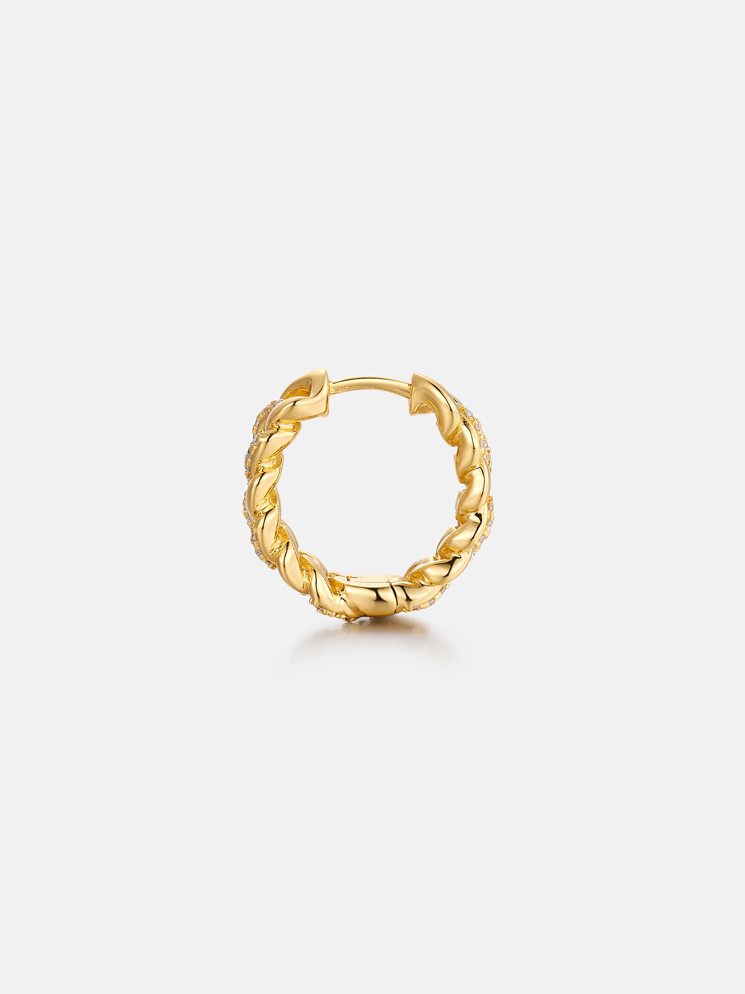14K Solid Gold Moissanite Link Chain Hoop Earrings - Image 4