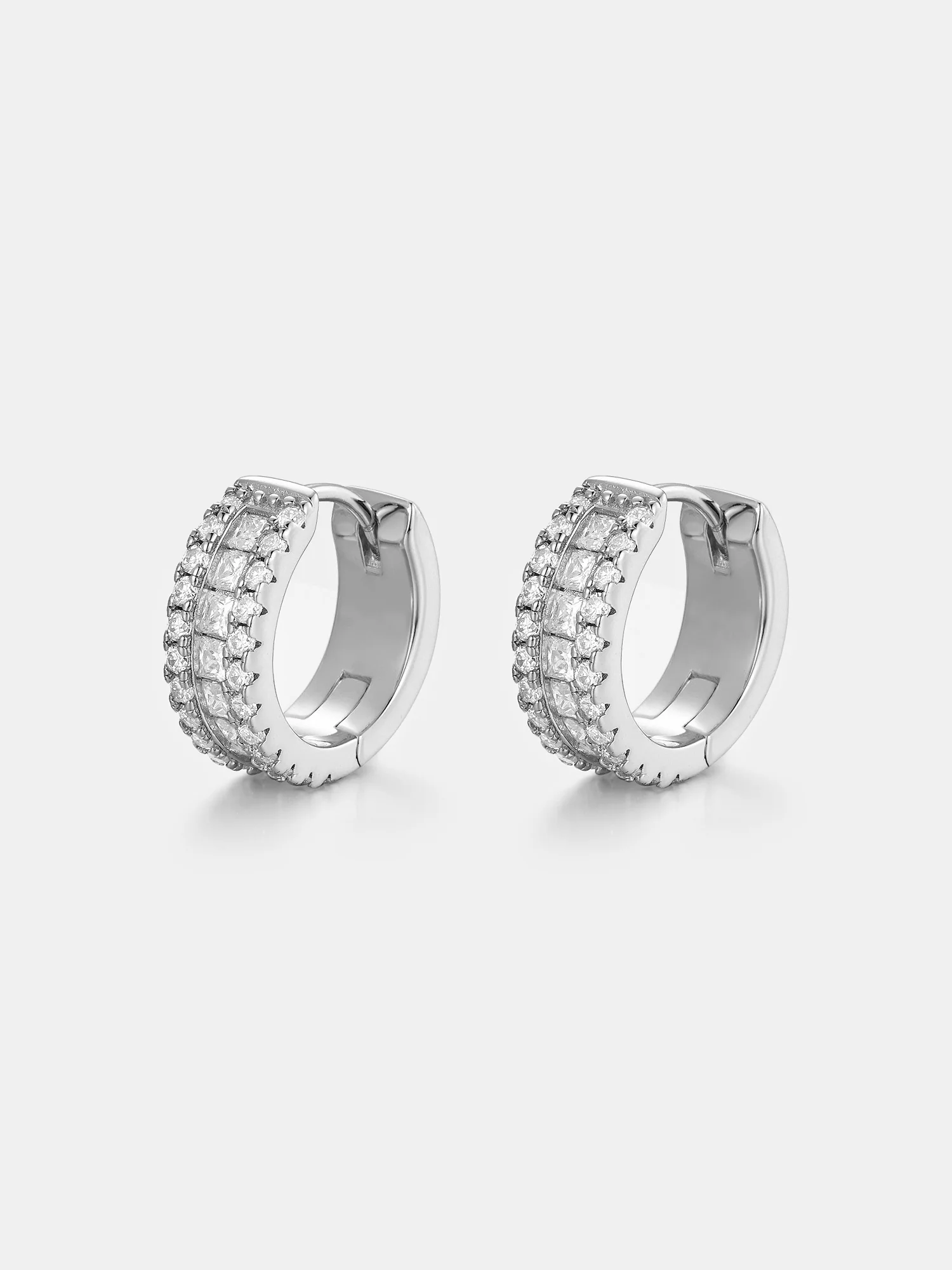 14K Solid Gold Moissanite Princess Cut Hoop Earrings - Image 4