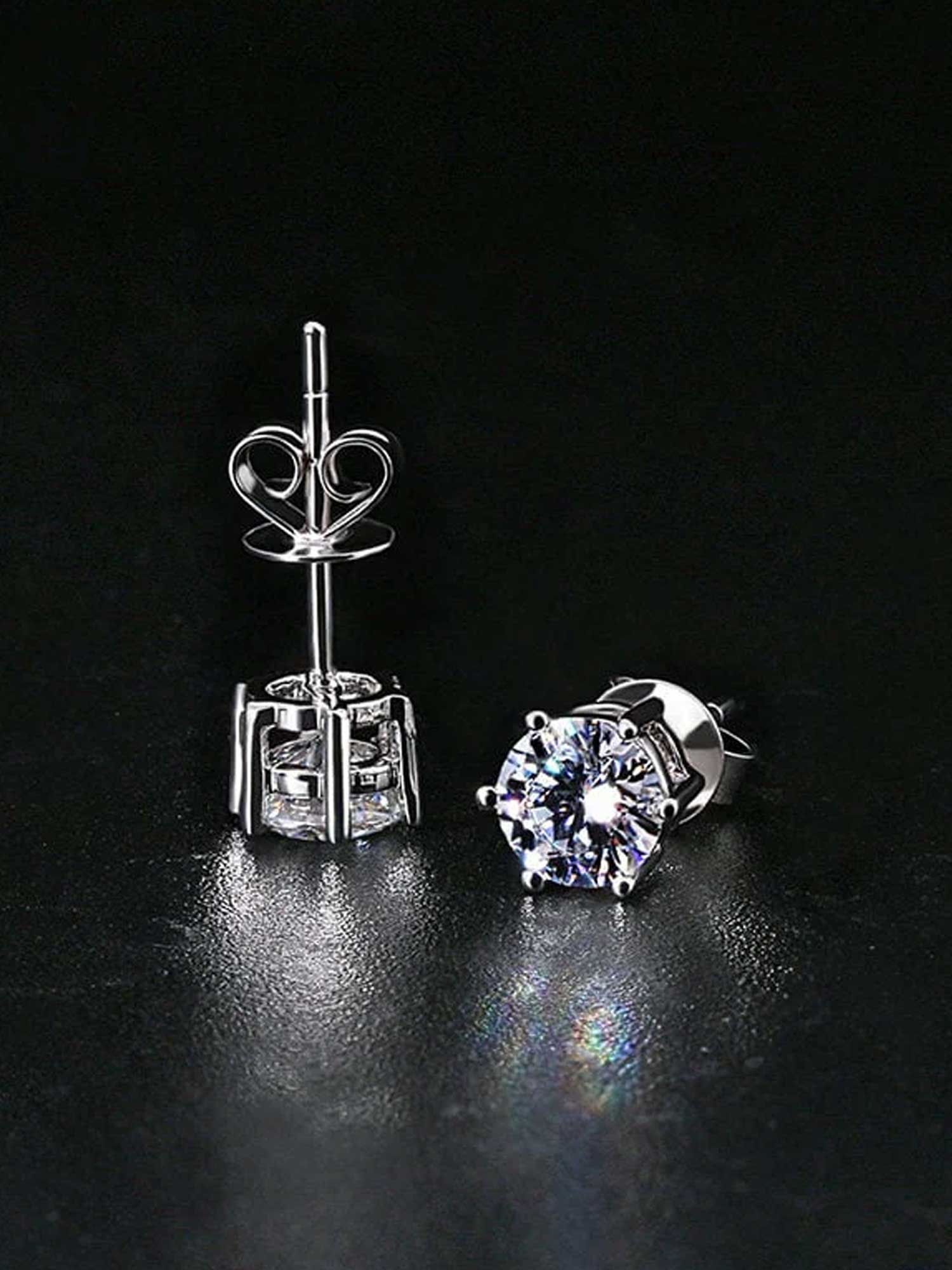14K Solid Gold Round Cut Earring - Image 3