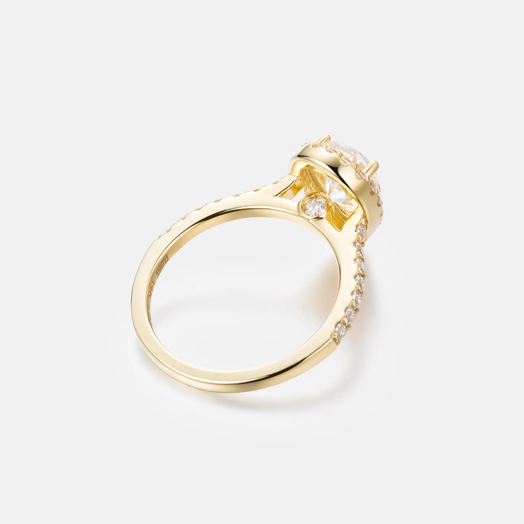14K Solid Yellow Gold & Moissanite 1.5CT Pear Cut Engagement Ring - Image 4