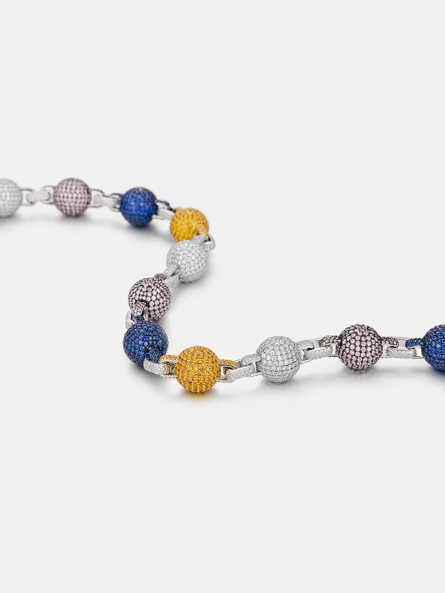 14MM Colored Gem Moissanite Round Ball Trouser Chain - Image 3