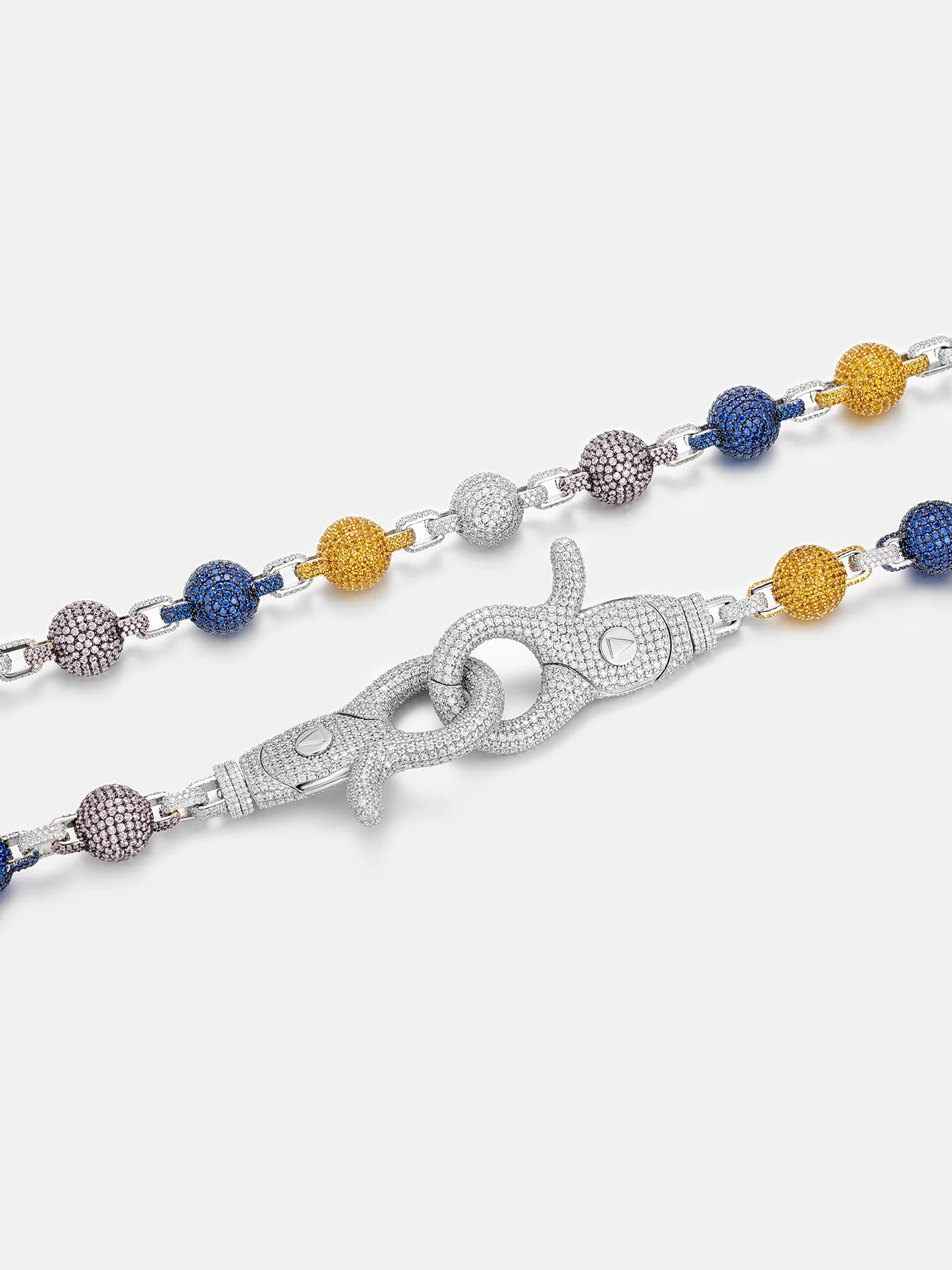 14MM Colored Gem Moissanite Round Ball Trouser Chain - Image 4