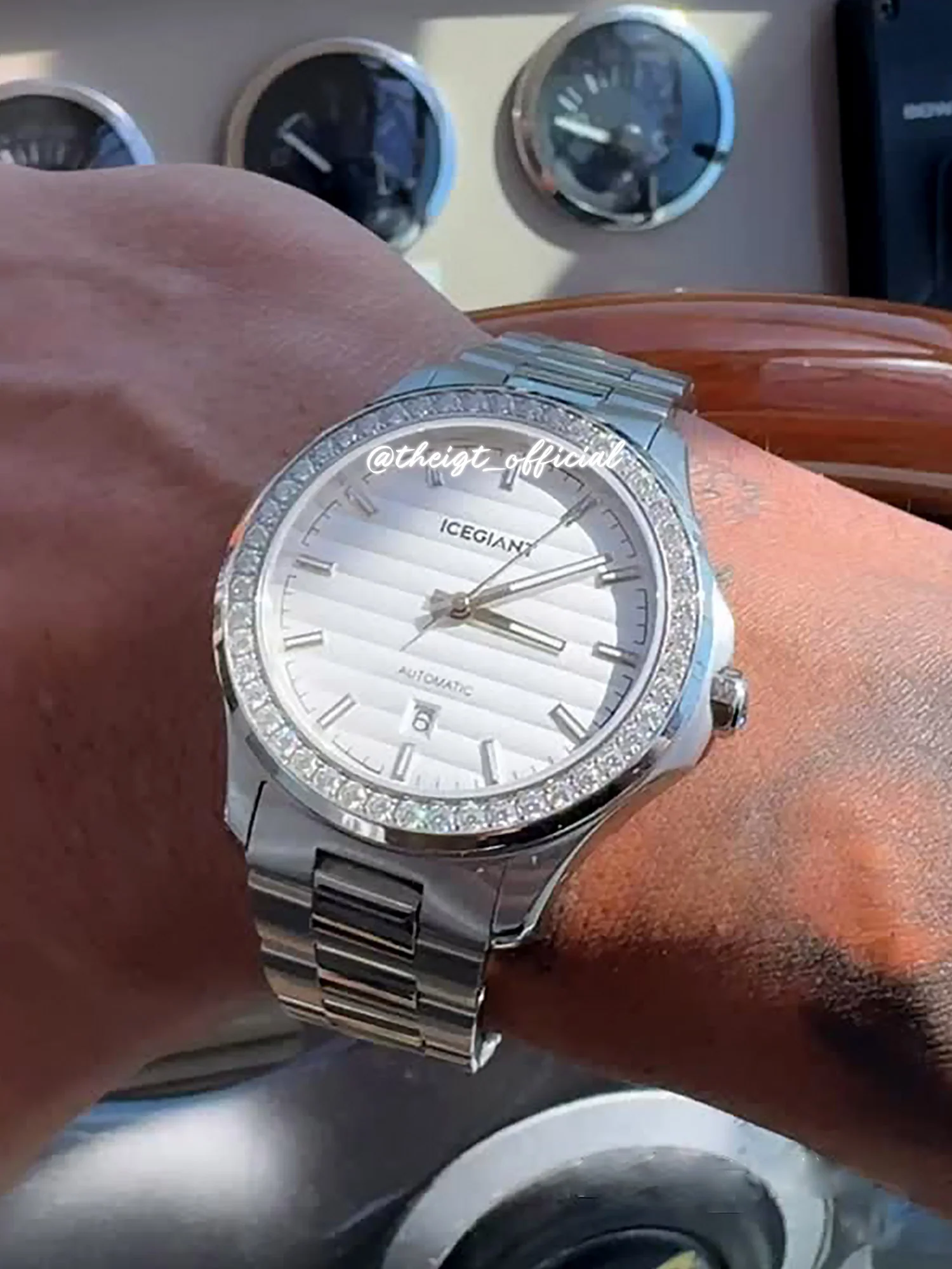 $159 Stainless Iced Moissanite Watch With White Dial - Image 7