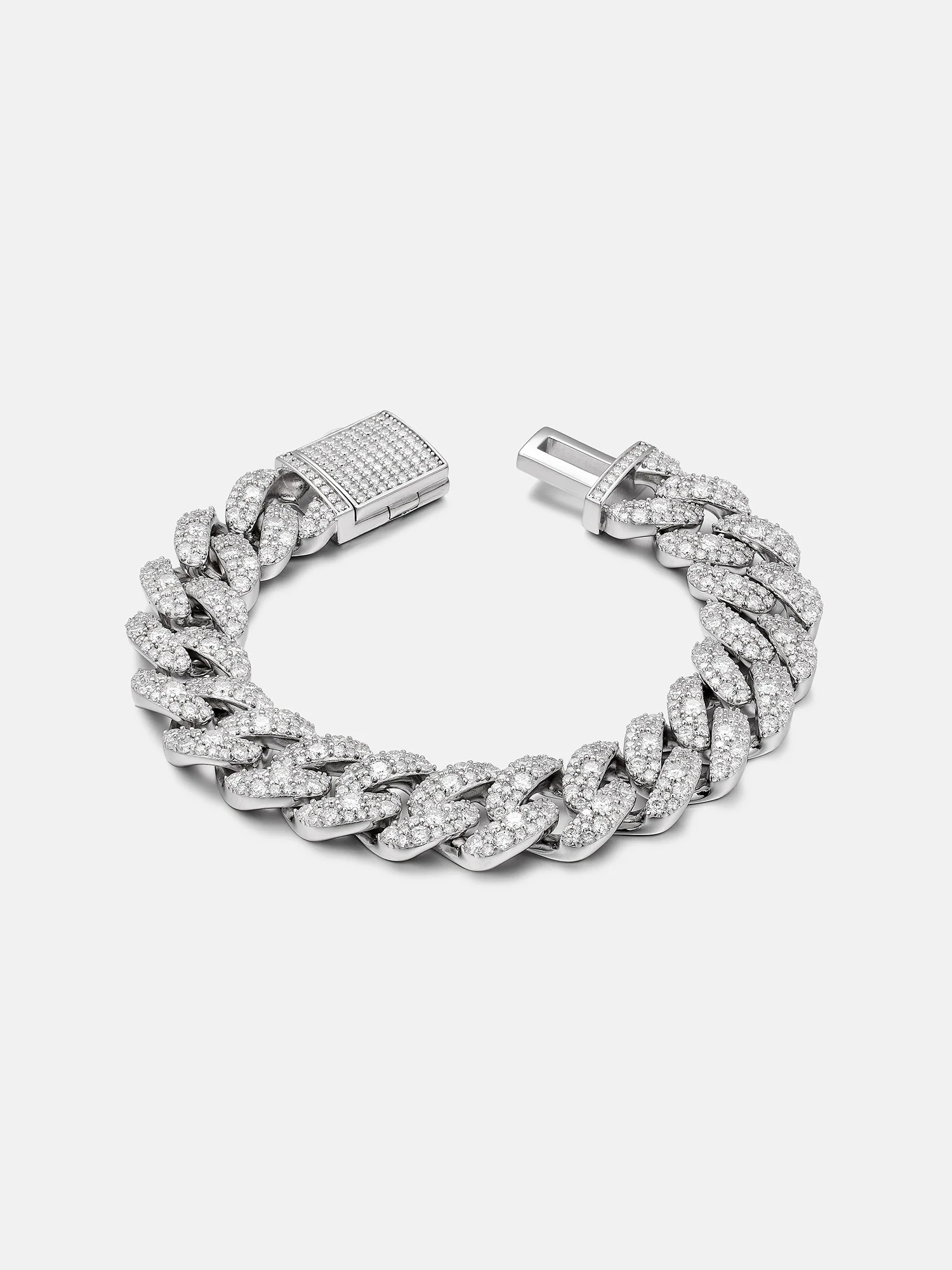 15mm Mosaic Setting Moissanite Cuban Bracelet - Image 2