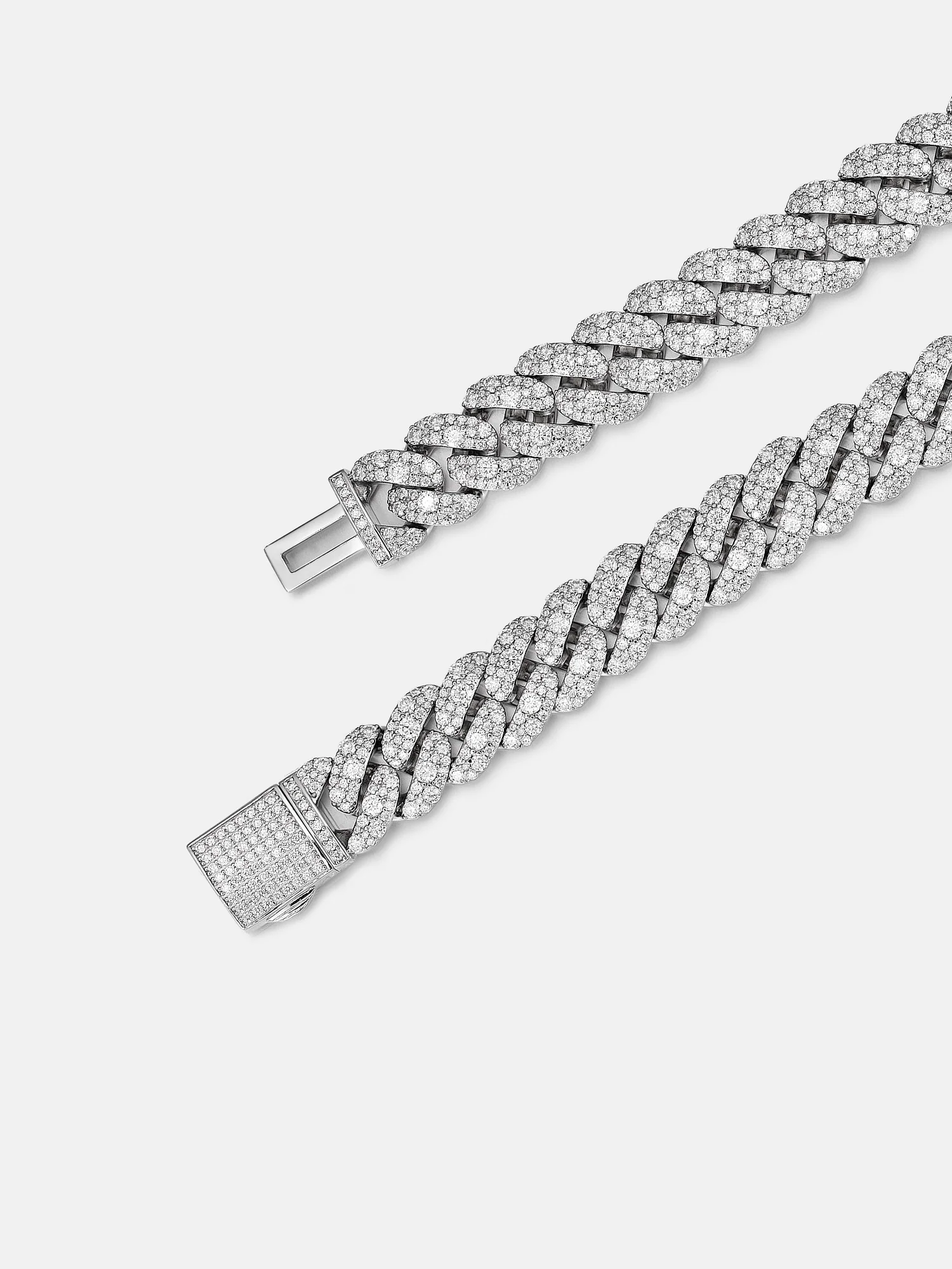 15mm Mosaic Setting Moissanite Cuban Bracelet - Image 4