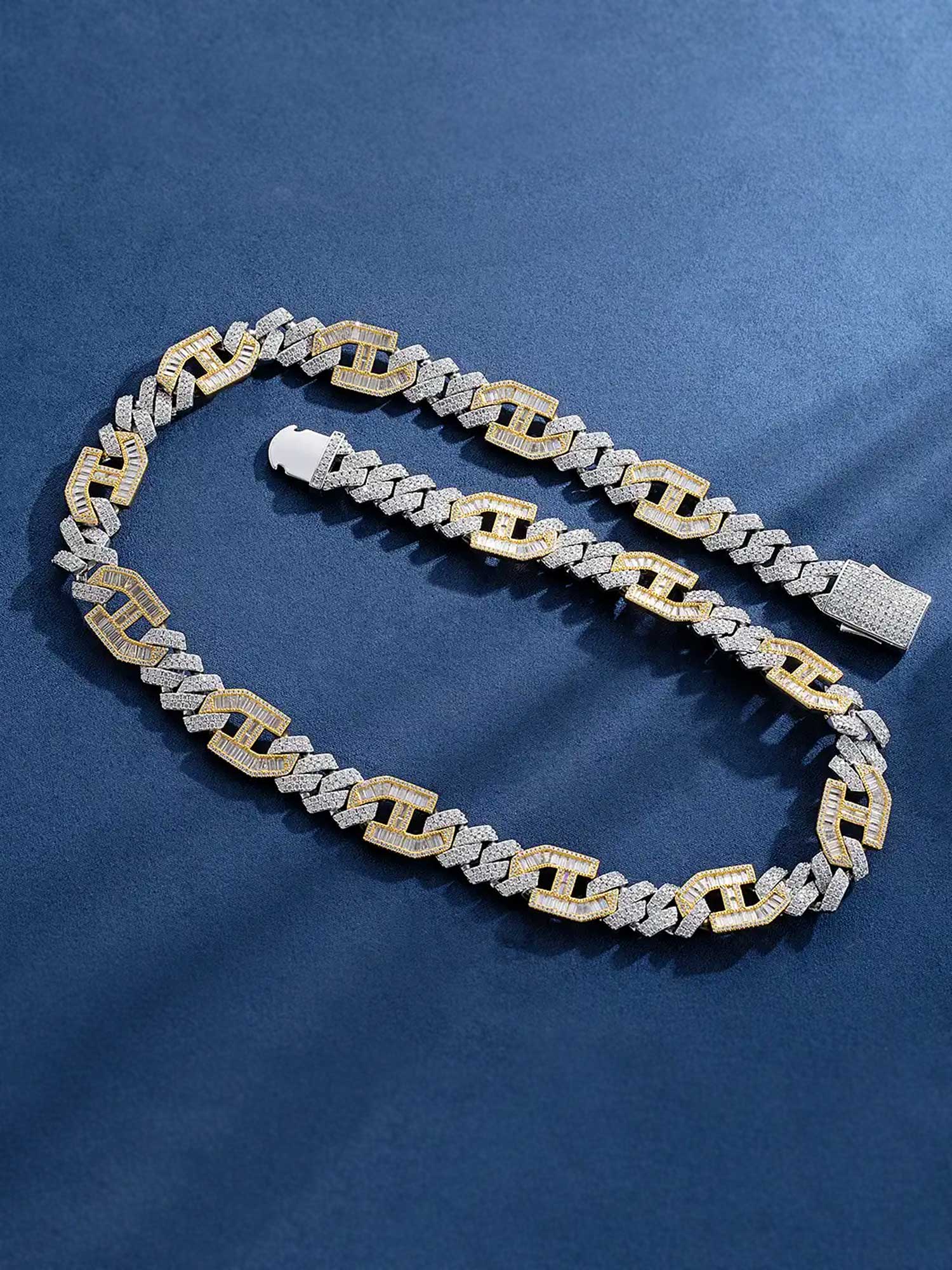 Made to Order 15mm S925 Moissanite Prong Baguette Cuban Chain or Bracelet - Image 3