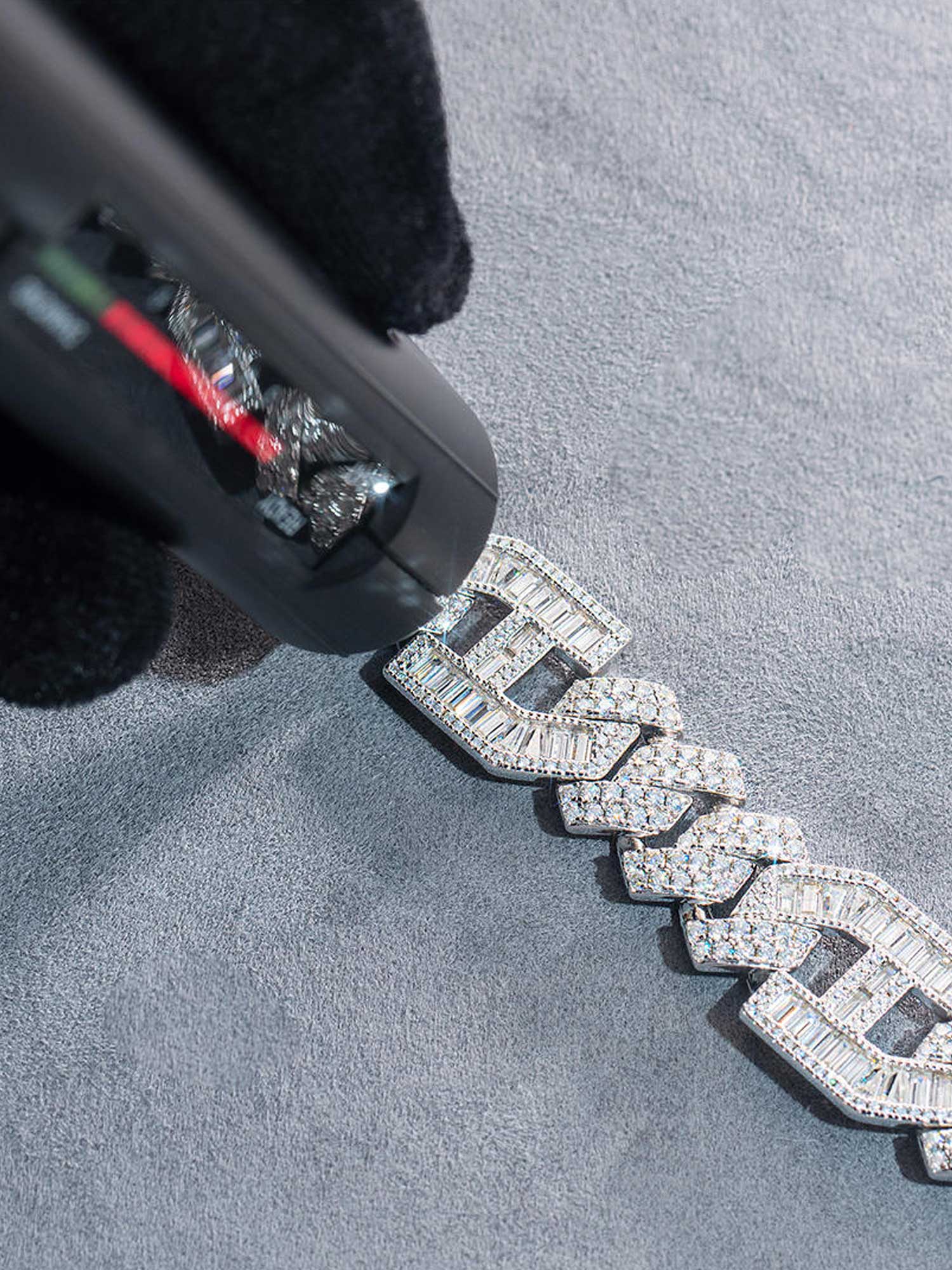 Made to Order 15mm S925 Moissanite Prong Baguette Cuban Chain or Bracelet - Image 4