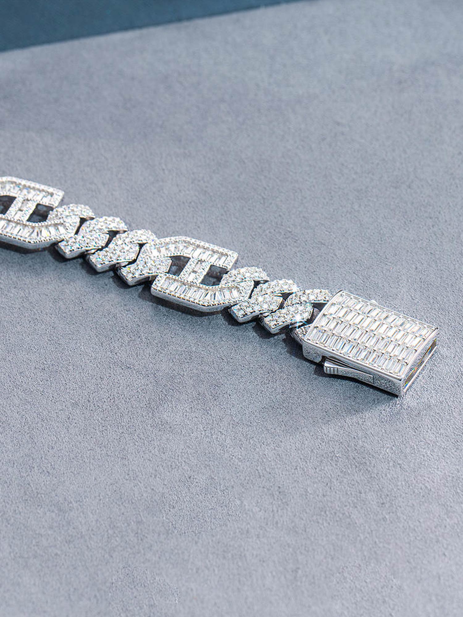 Made to Order 15mm S925 Moissanite Prong Baguette Cuban Chain or Bracelet - Image 6