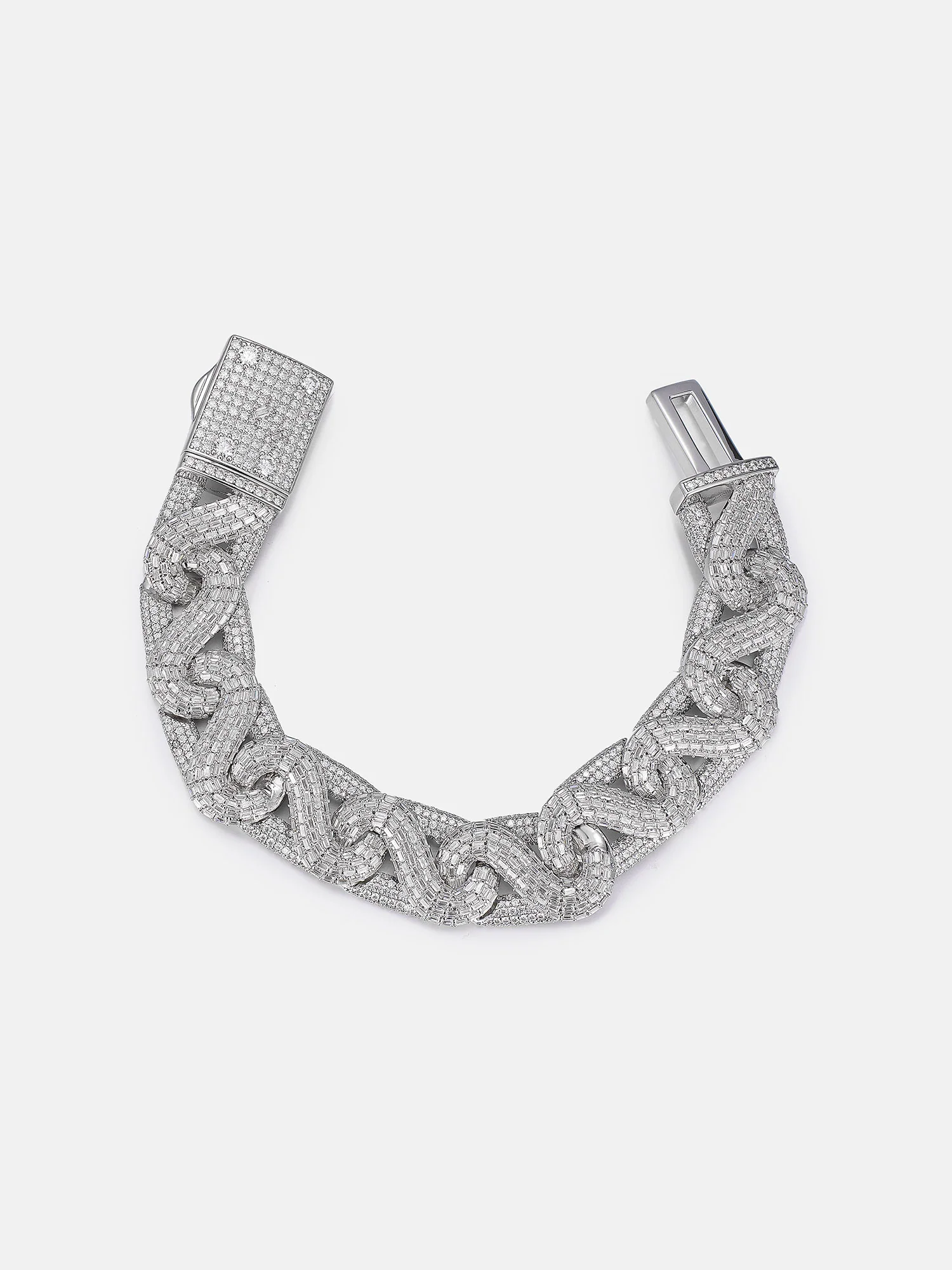 17mm Moissanite Baguette Infinity S-Link Bracelet