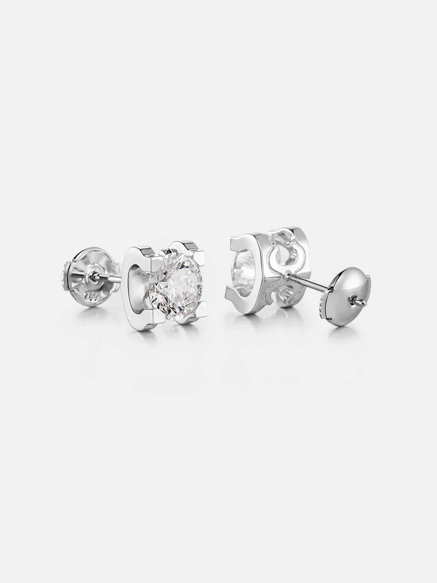 18K Solid Gold Four-Claw Bull Head Lab Diamond Earring - Image 3